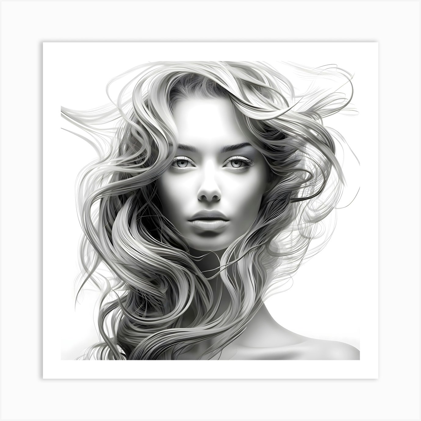 One line art print. Art Print by Monochrome kid Fy