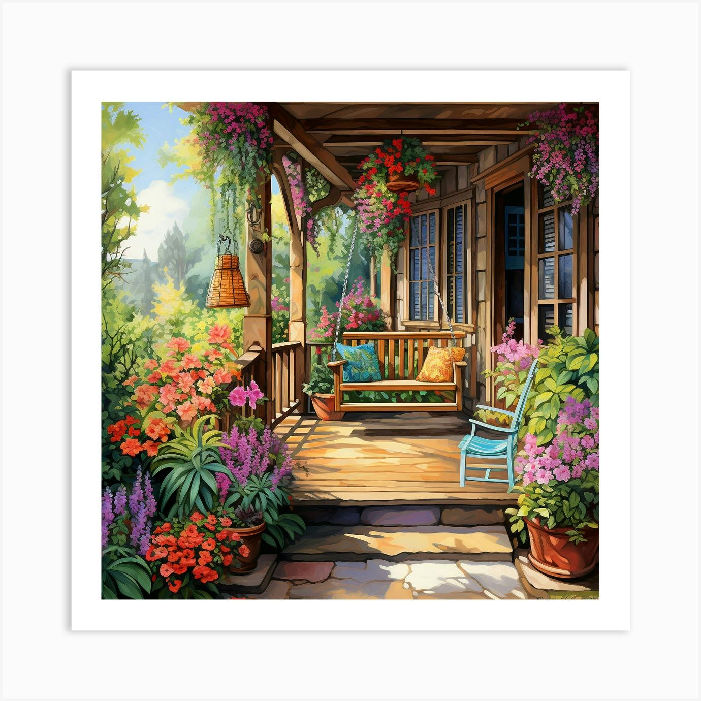 Porch outlets garden, Fine art print