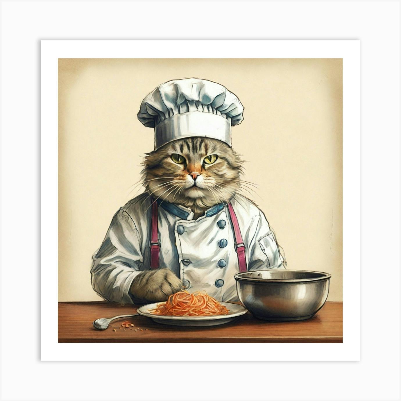 Chef Cat 11 Art Print by Artisan Print Studio Fy