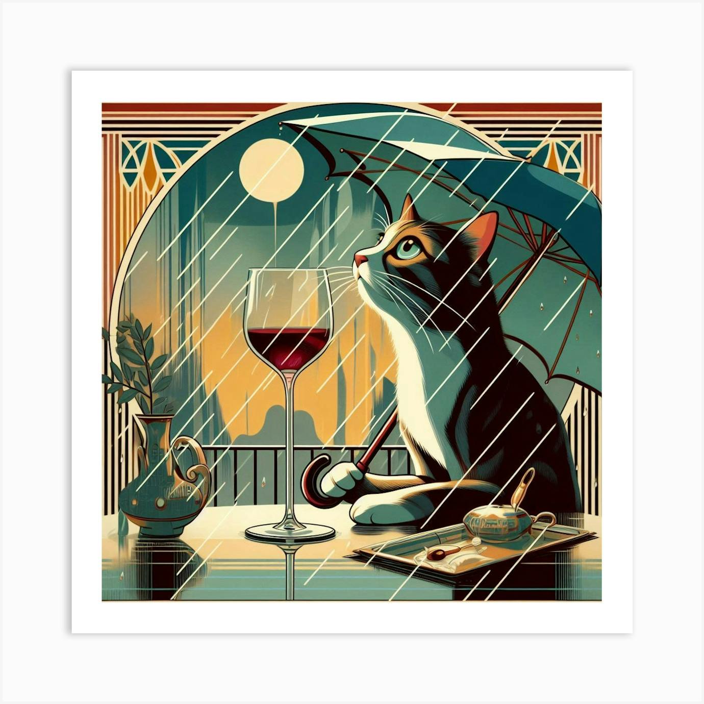 Selling FREE CUSTOMIZATION Cat Winery Company Graphic Art Illustration print SIGNED