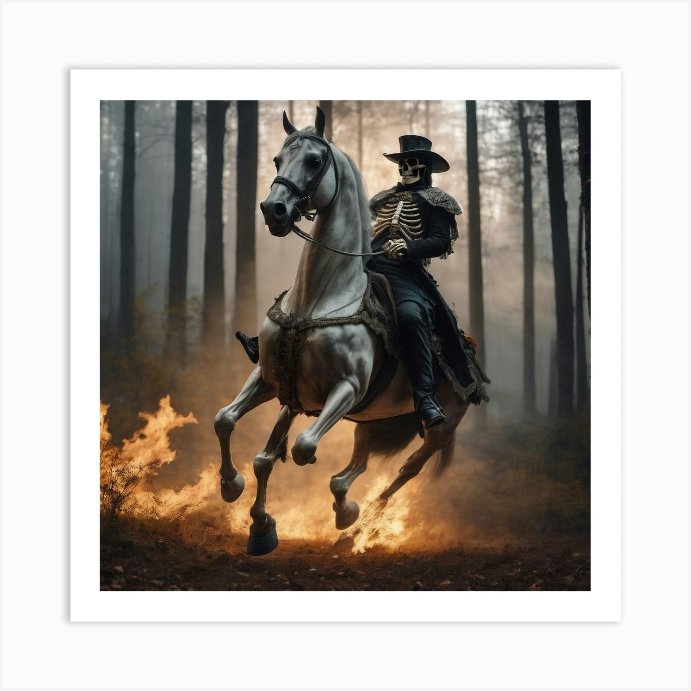 Skeleton Horseman Art Print by Haunted AI Art - Fy