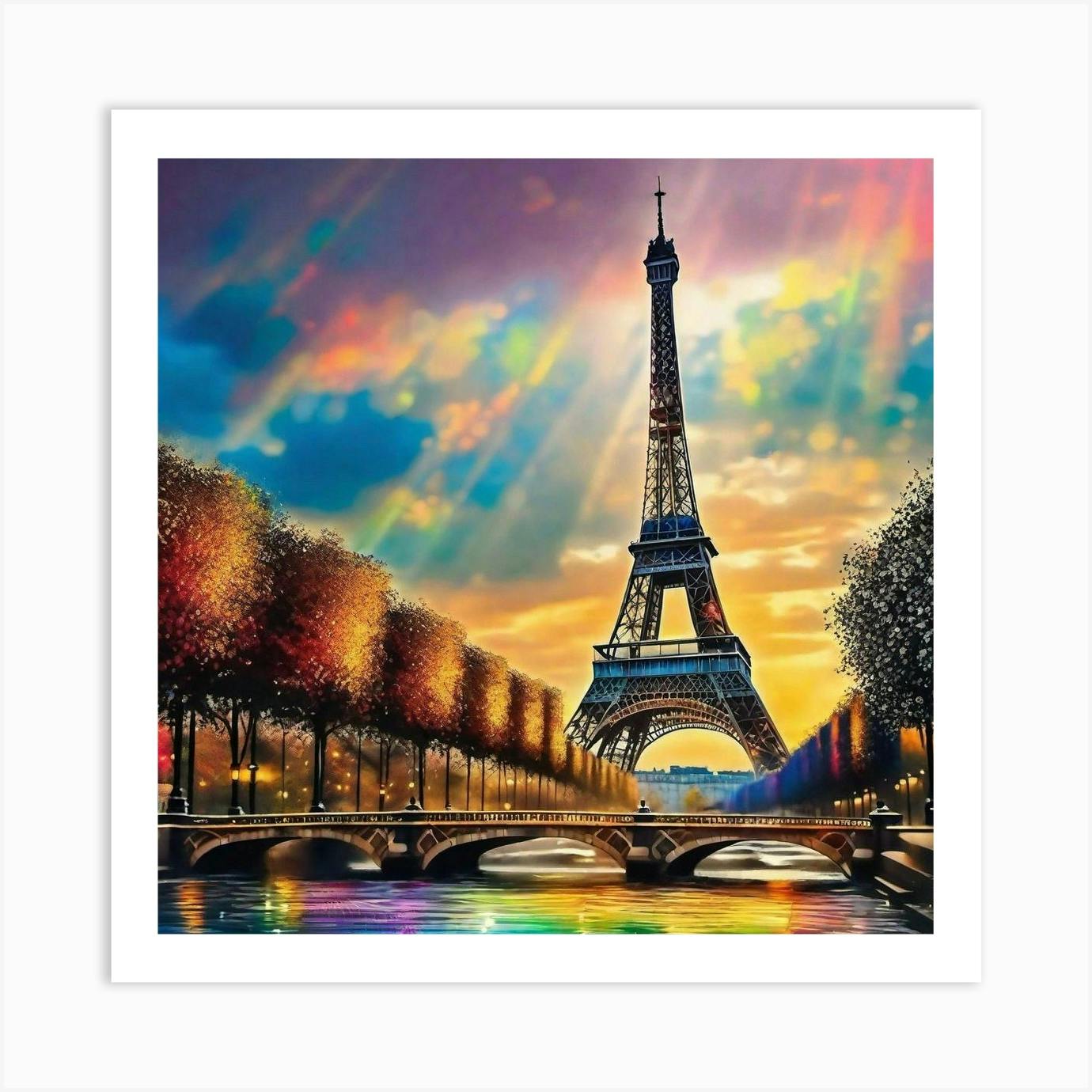 Eiffel Tower Canvas orders Print, Paris Oil Painting Print, Vibrant Colorful Art