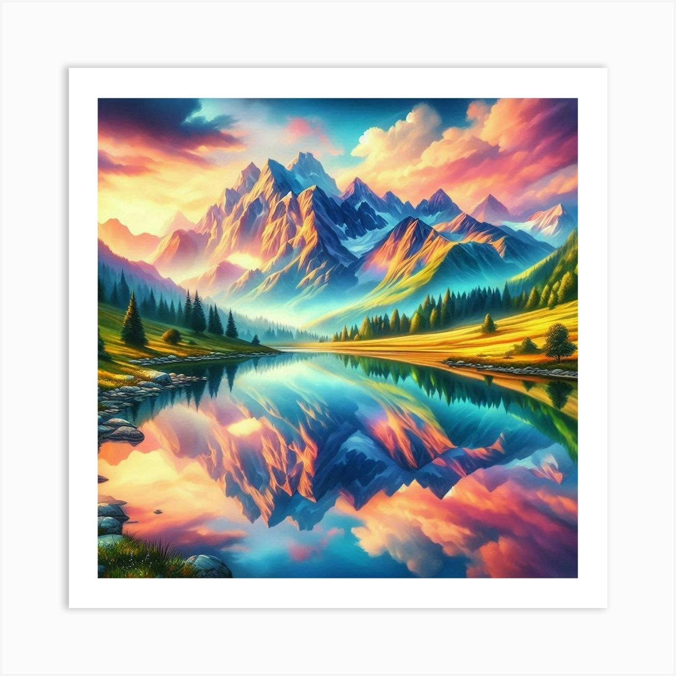 絵画 Mountain Landscape Amazon.com: AE Mountain Landscape Scenery Canvas Wall Art