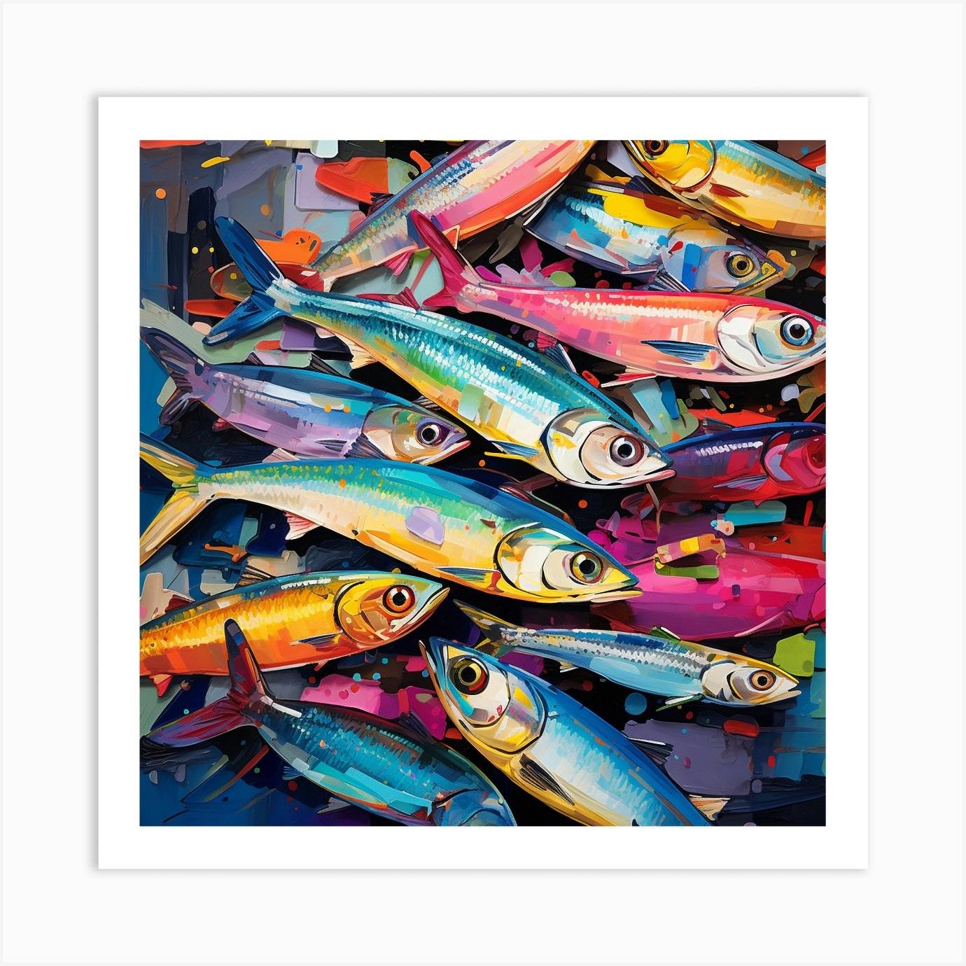 Colorful Sardines Art Art Print by Monika Fy