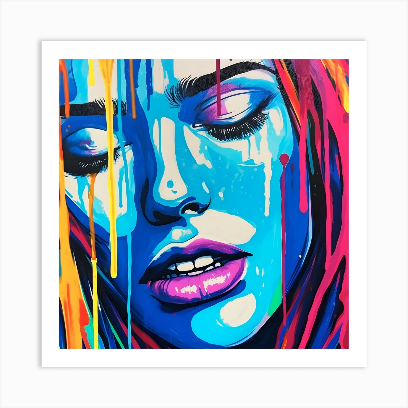 Abstract Feminist Pop Art Wall Art |Colorful Woman's Face | Colorful ...