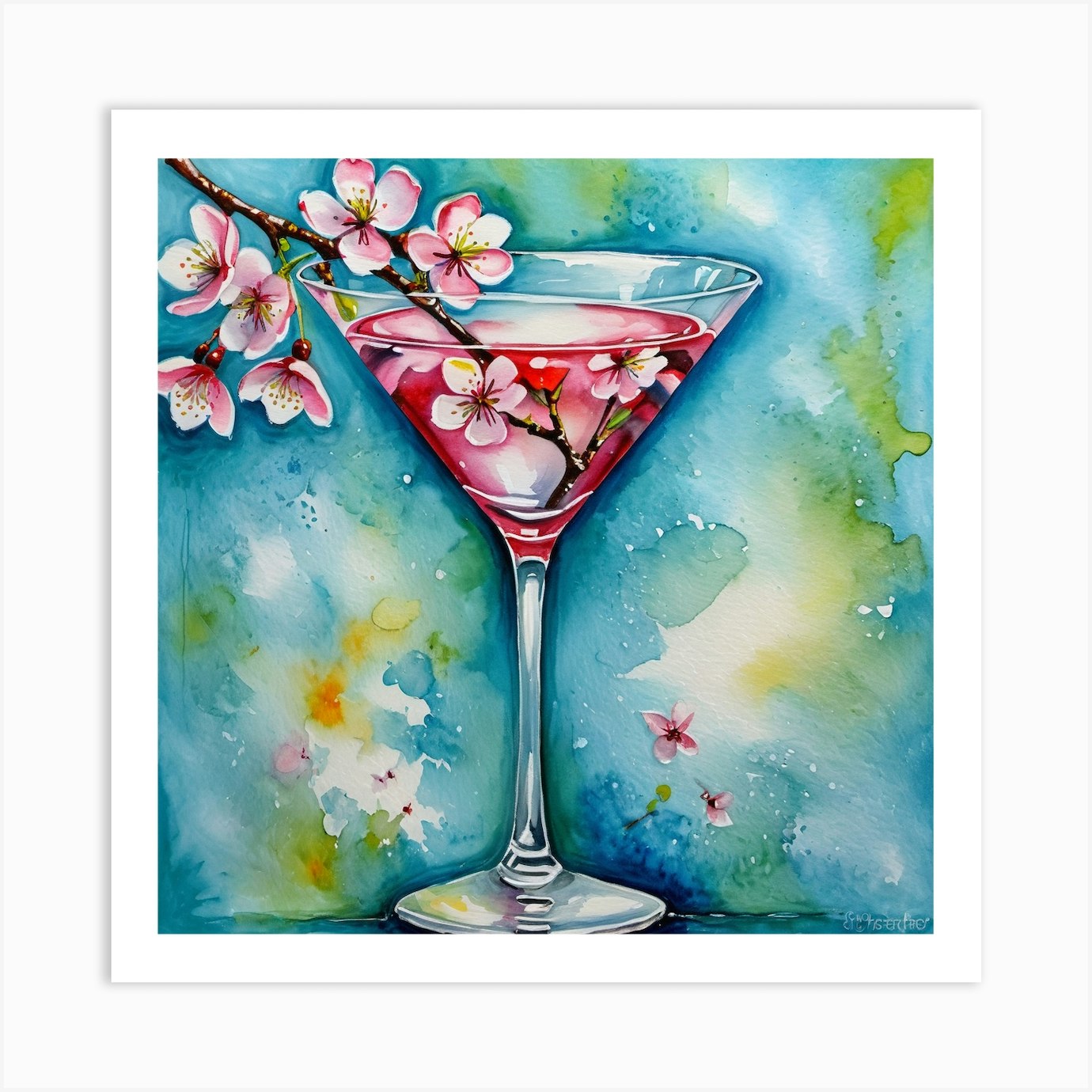 Cherry Blossom Martini 1 Art Print by Desmond - Fy