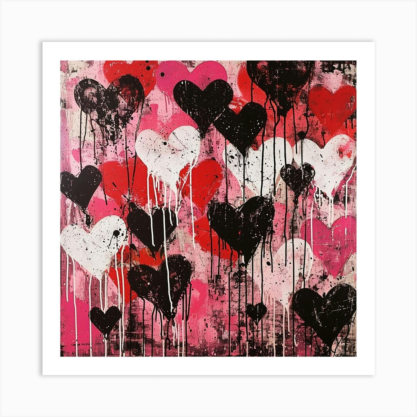 Valentines Heart Abstract Mini Marbled Painting Square Canvas Acrylic Abstract Painting Handpainted Original Unique Art Colorful store Modern Art