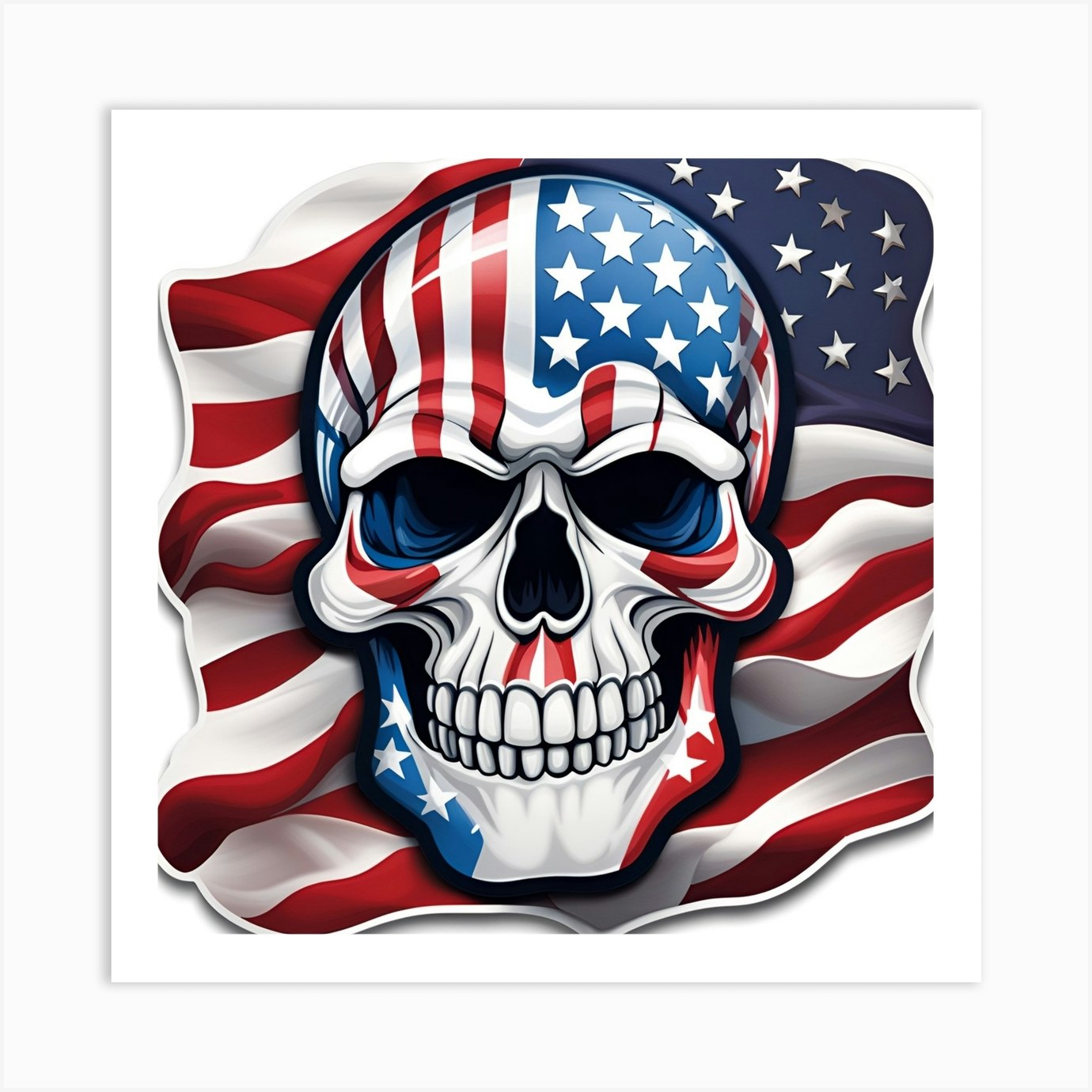 American Flag Skull Art Print by Magical Arts Realm - Fy