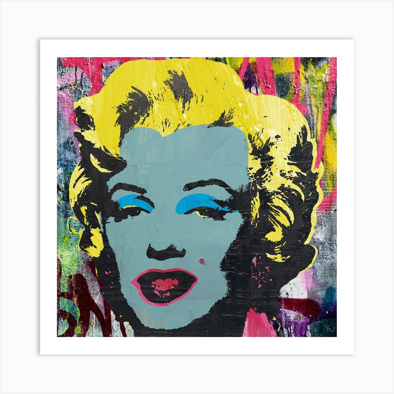 Reimagined Marilyn Monroe Graffiti Square Canvas Print by The Pop Art ...