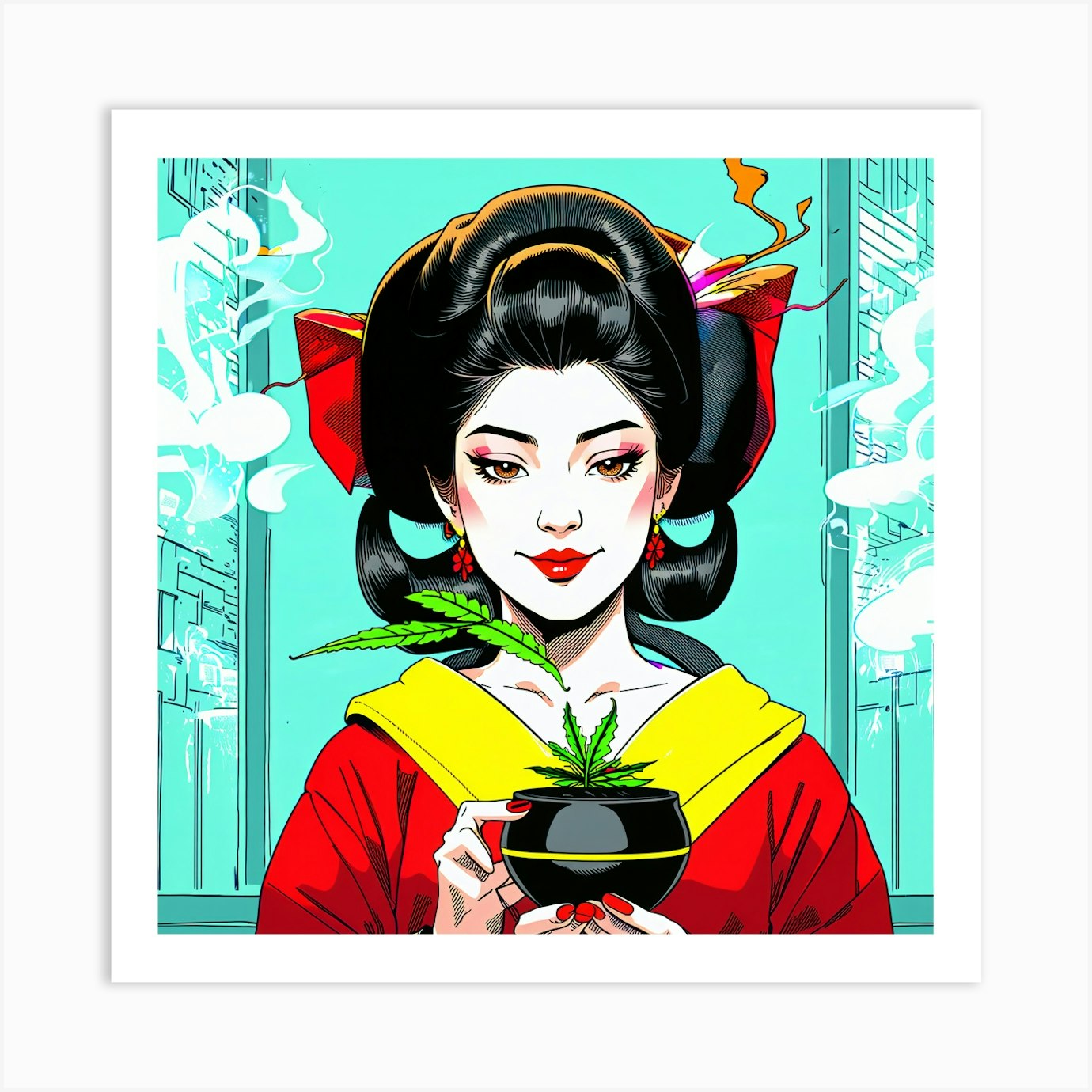 Asian Girl With Pot Art Print By Shamiel Soni Fy