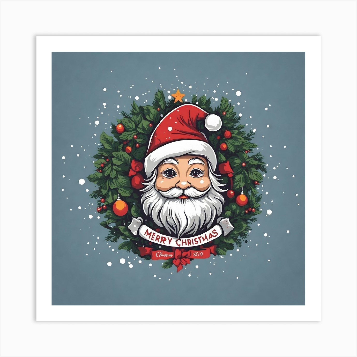 Santa Claus With Wreath Art Print By Ishwar Creation Fy 