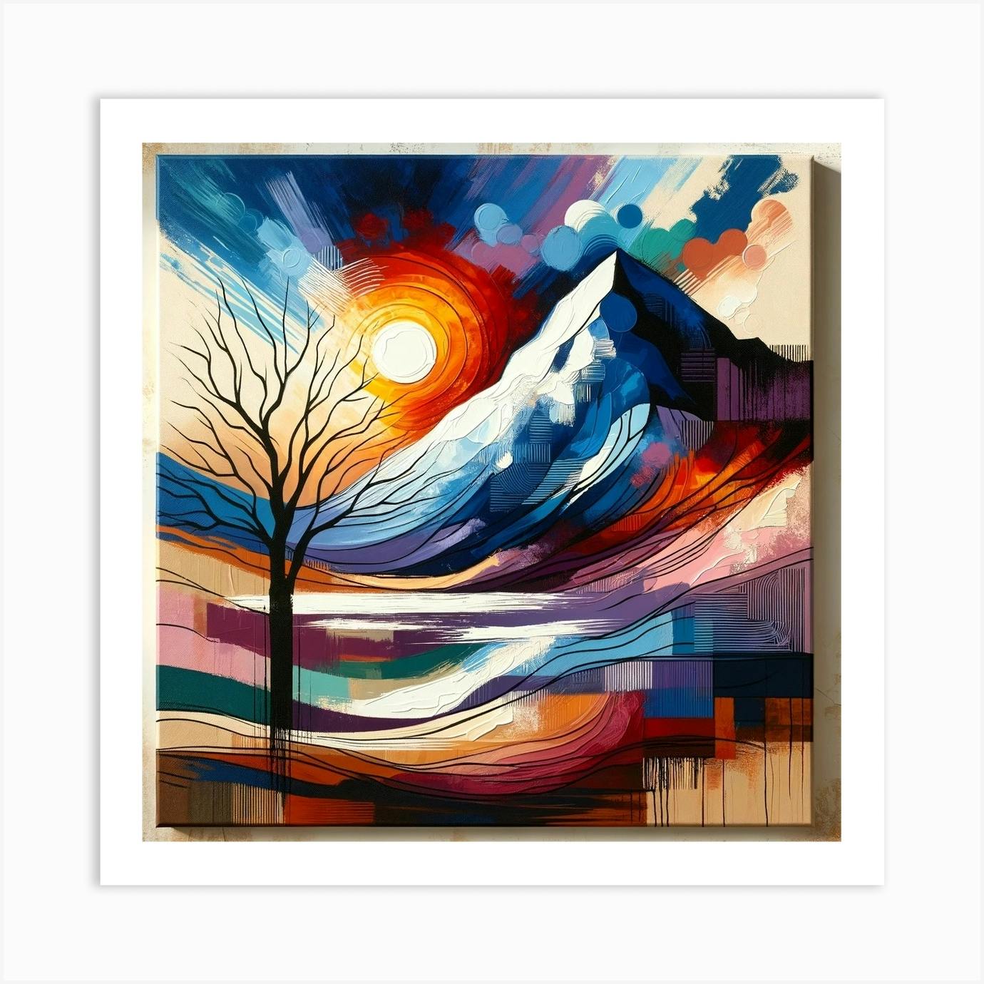 Landscape Painting, abstract landscape painting, modern mountain painting, colorful abstract art cheapest