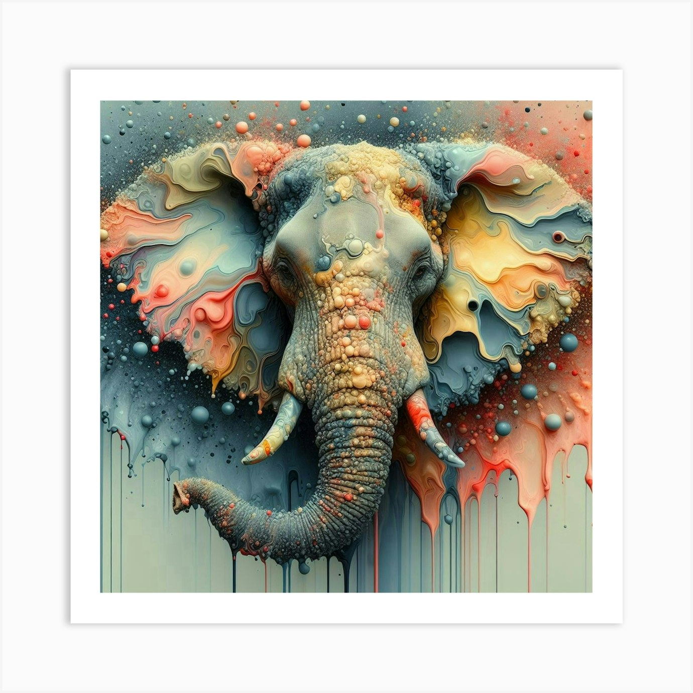 Elephant Head Painting Art Print By Frank Tout Fy