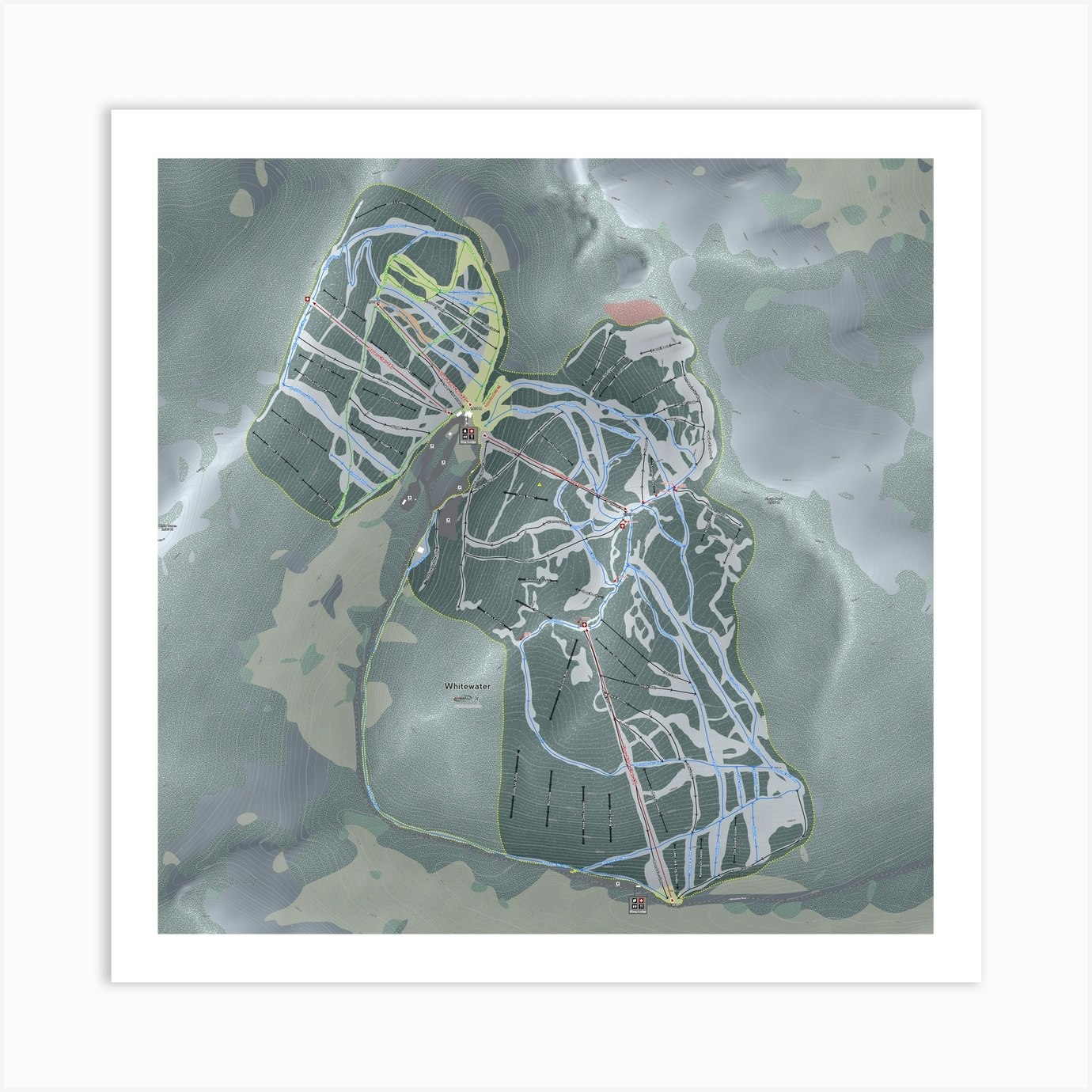 Whitewater Art Print by Mapsynergy Fy