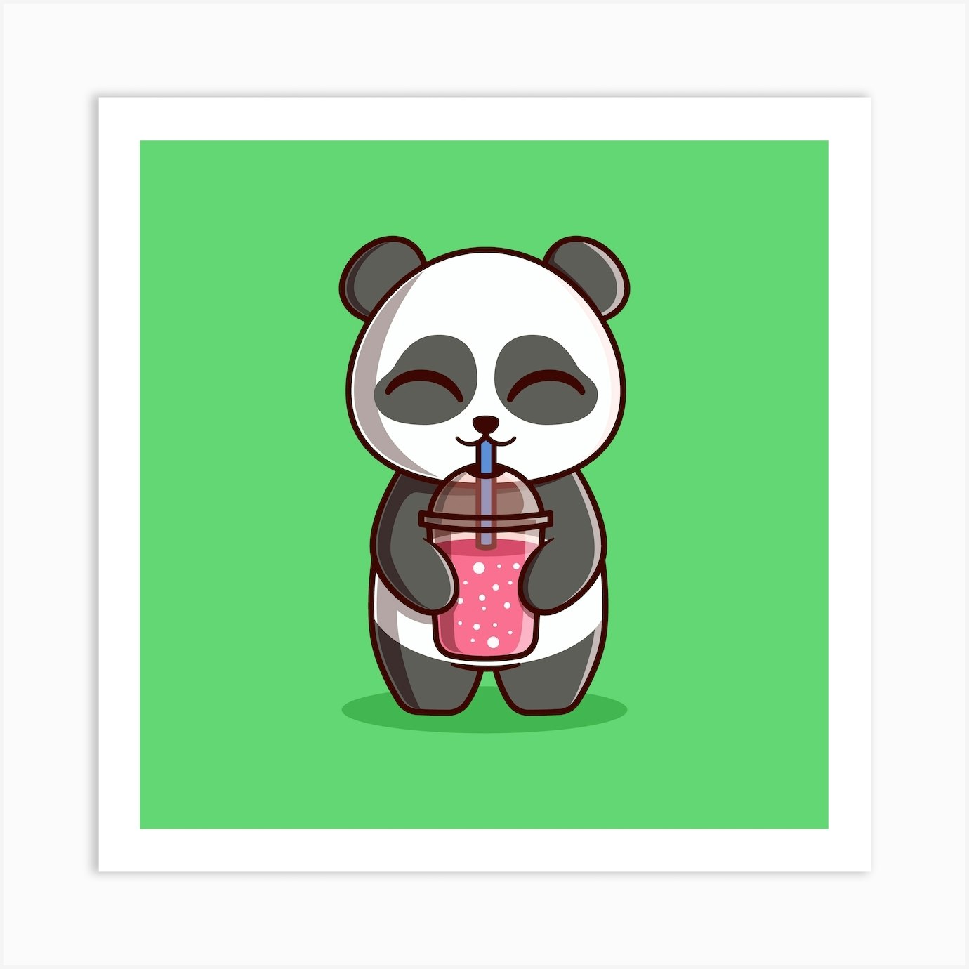 Cute Panda Drinking Smoothie Art Print by Eluvity - Fy