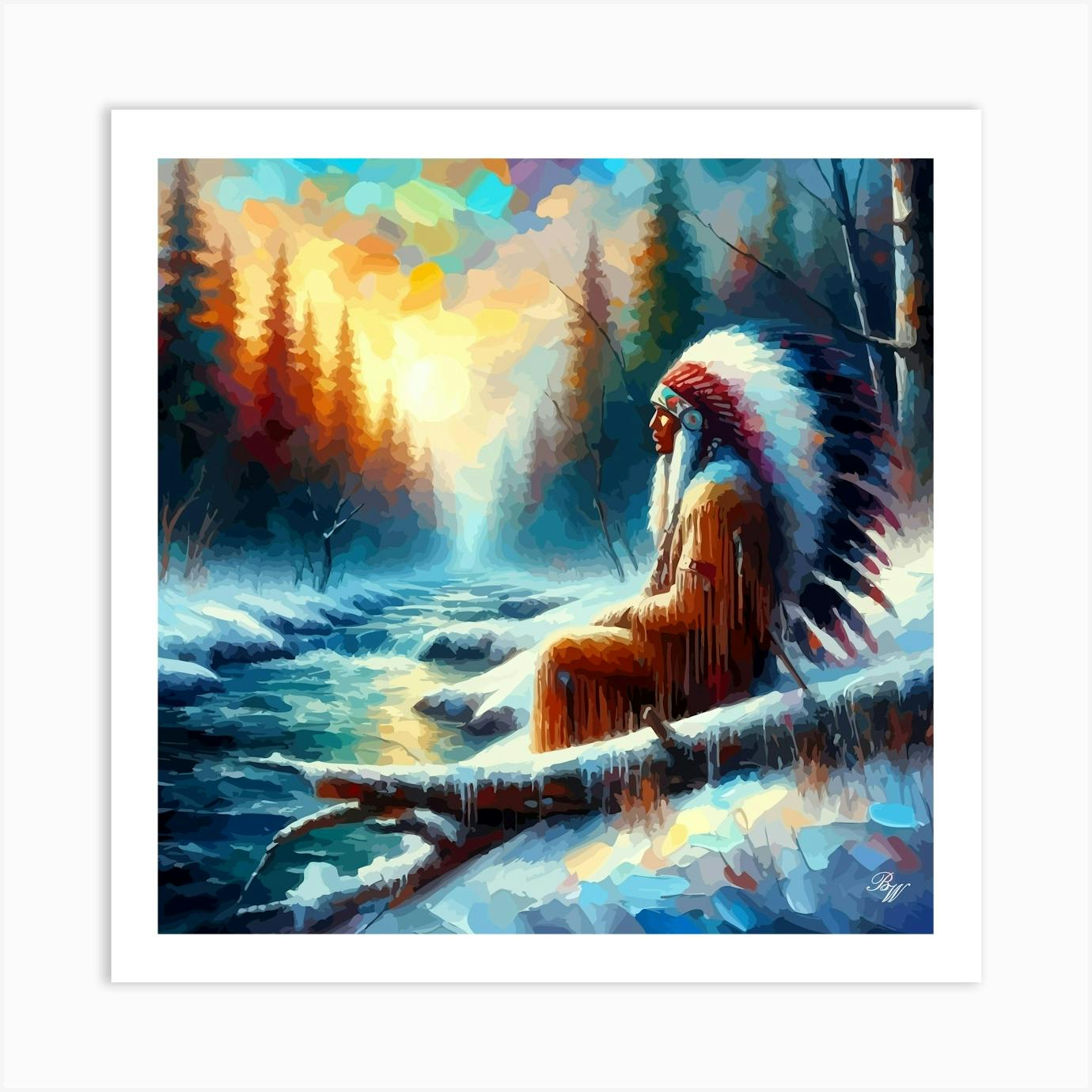 Two native american art shops prints on canvas