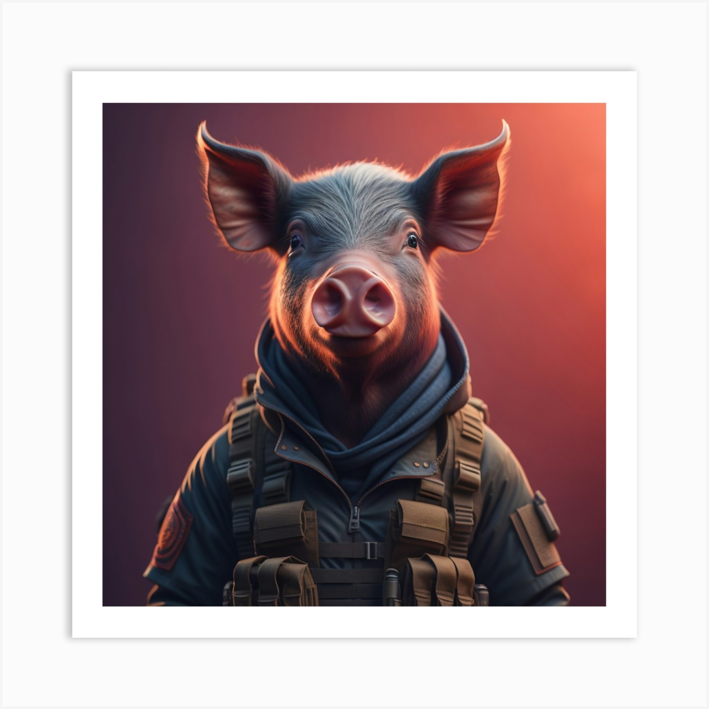 Soldier Pig 3 Art Print By Evuri Fy