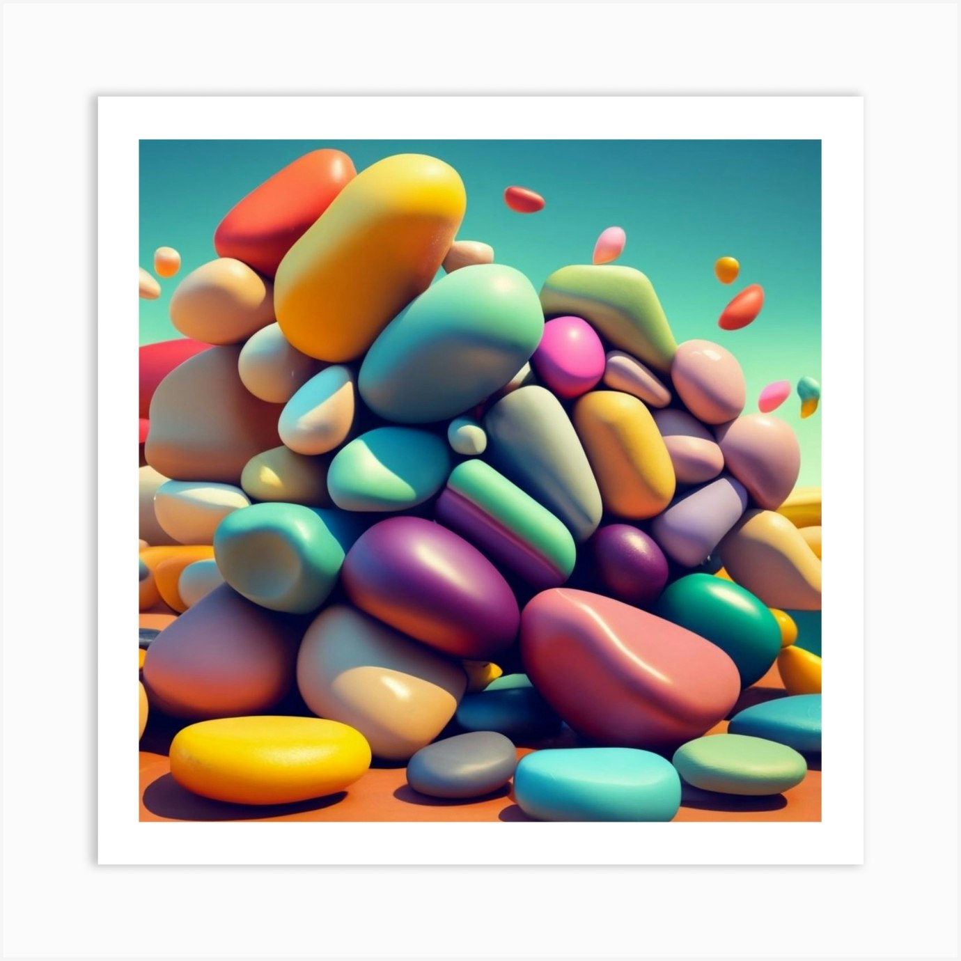 Colorful smooth stones Art Print by Hasnany 33 Fy
