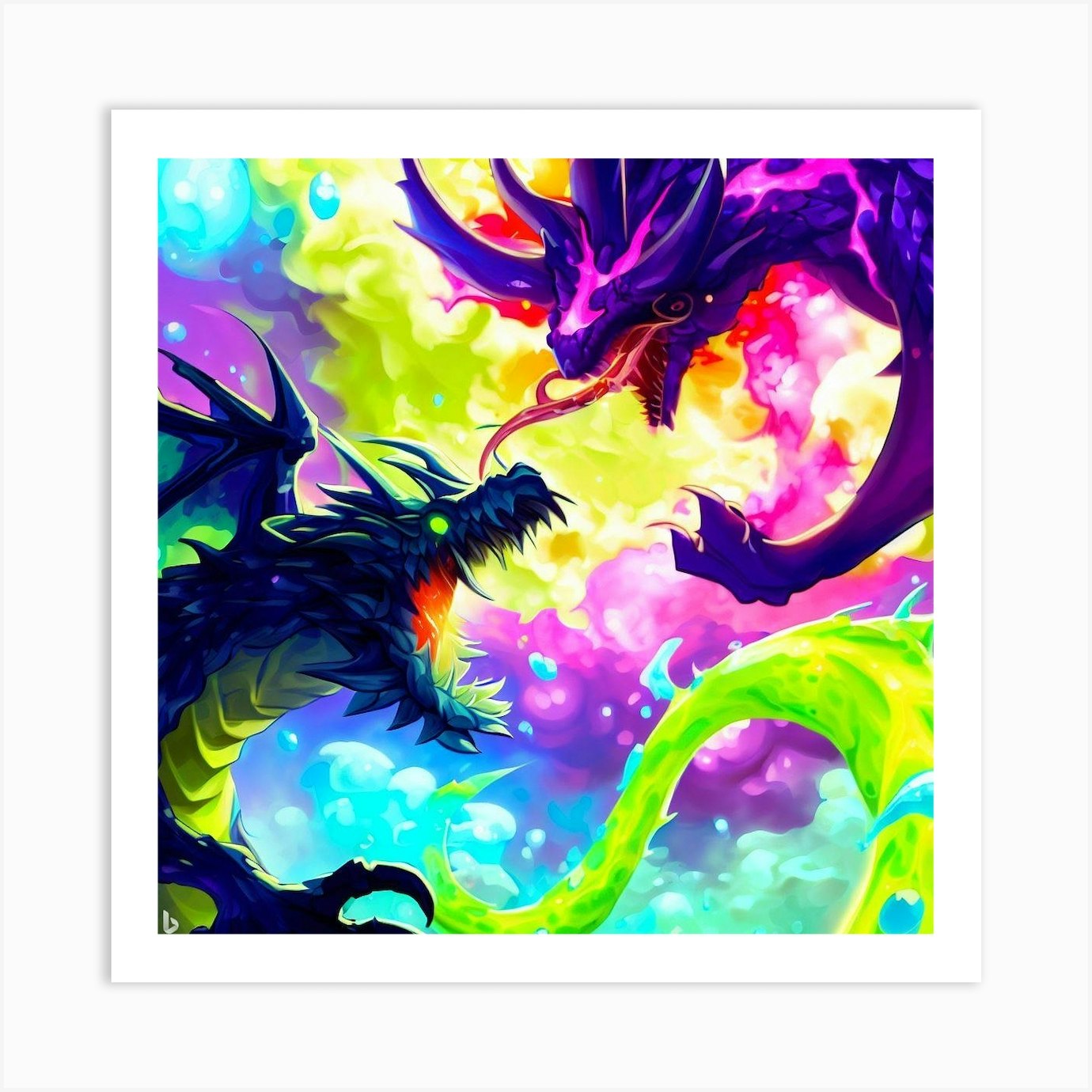 Two Dragons Fighting 1 Art Print by TheGoodStuff - Fy