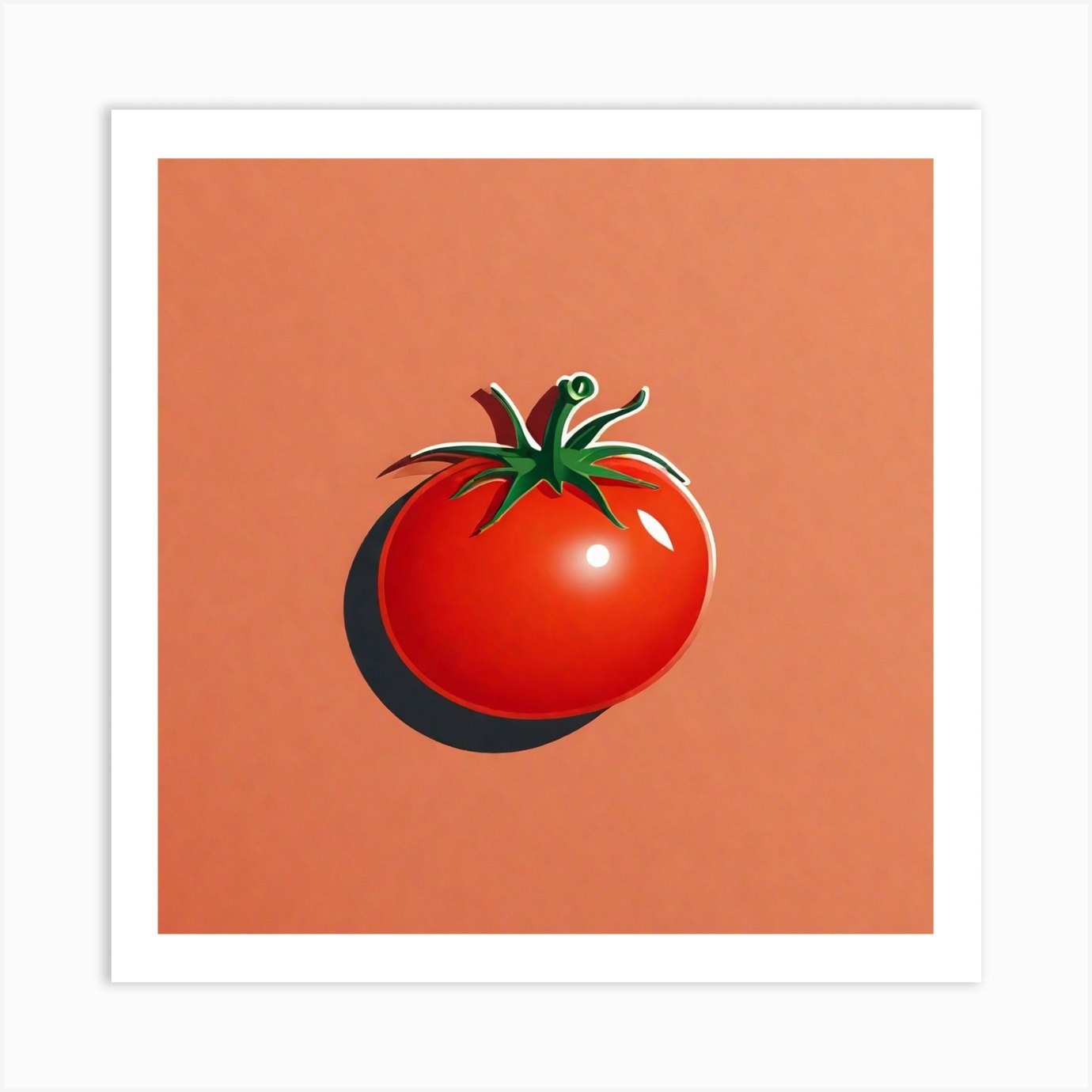 Tomato On A Peach Background Art Print by Pat4U Fy
