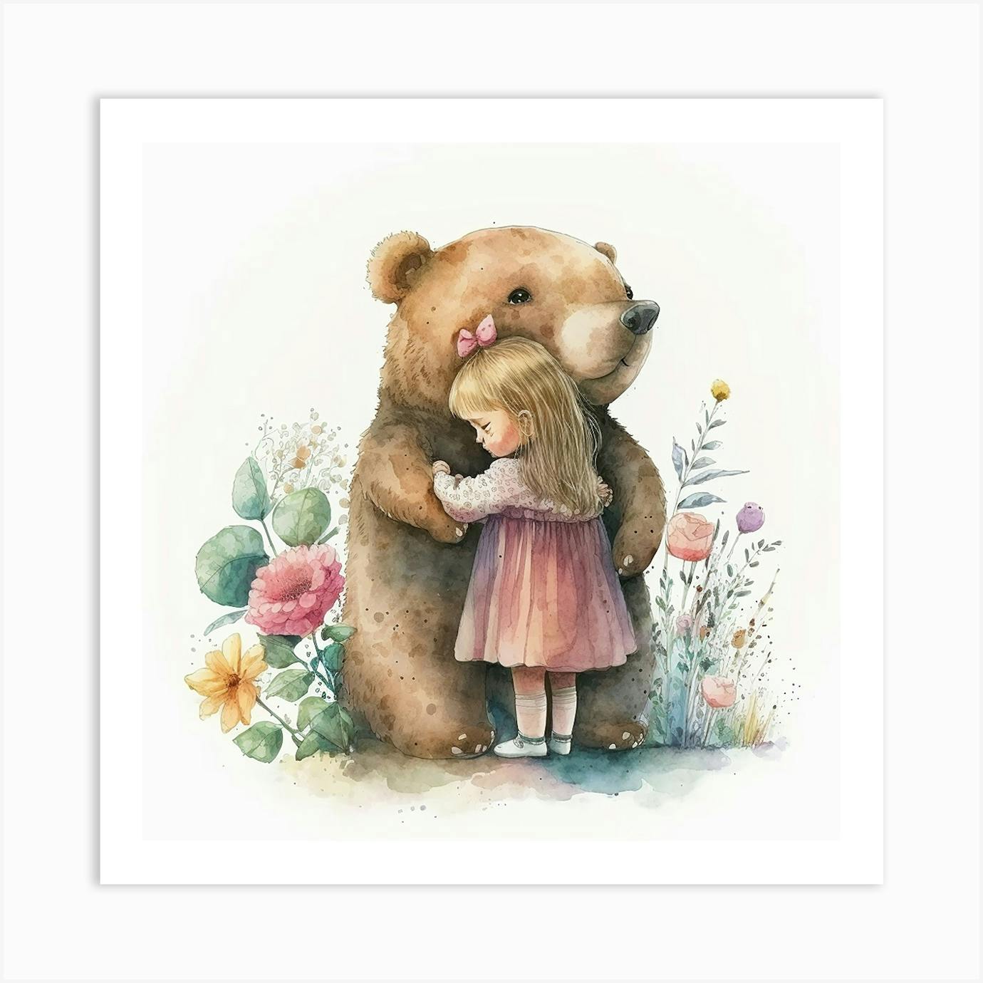 Little girl best sale hugging teddy bear