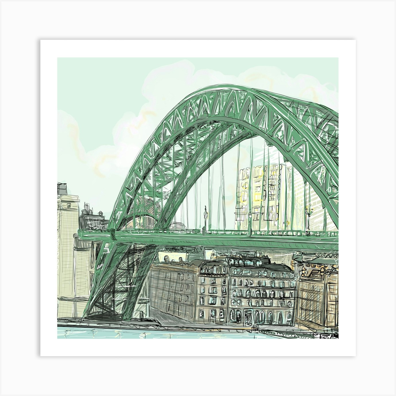 The Tyne Bridge Art Print by Holly Ruanne Draws - Fy