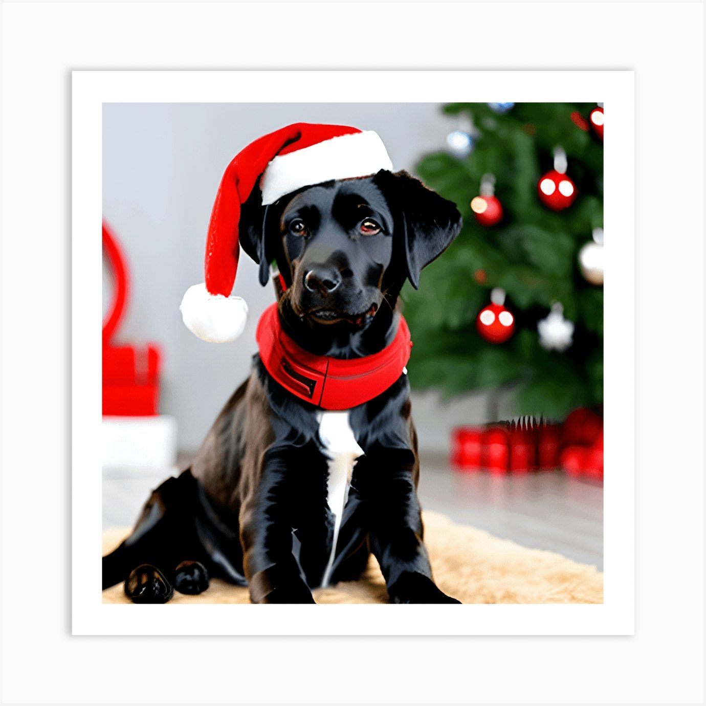 Christmas Labrador Art Print By Designedbyjosh - Fy