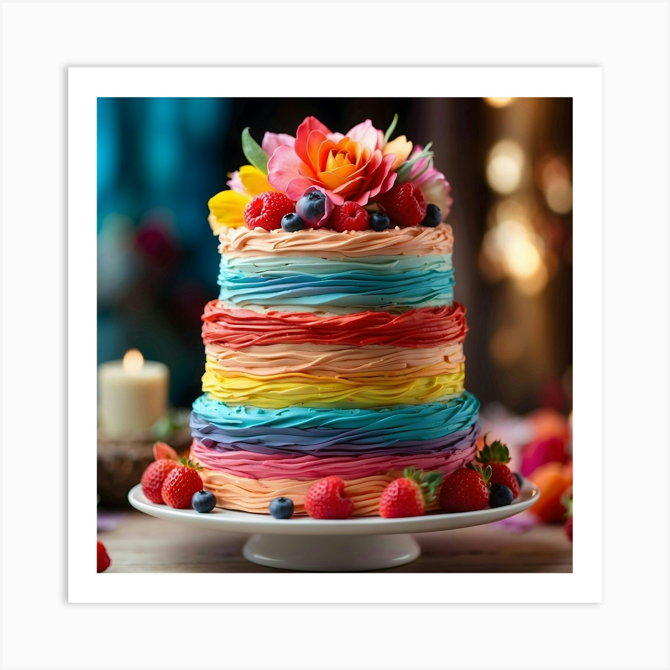 Rainbow Cake Art Print By Ishwar Creation Fy 