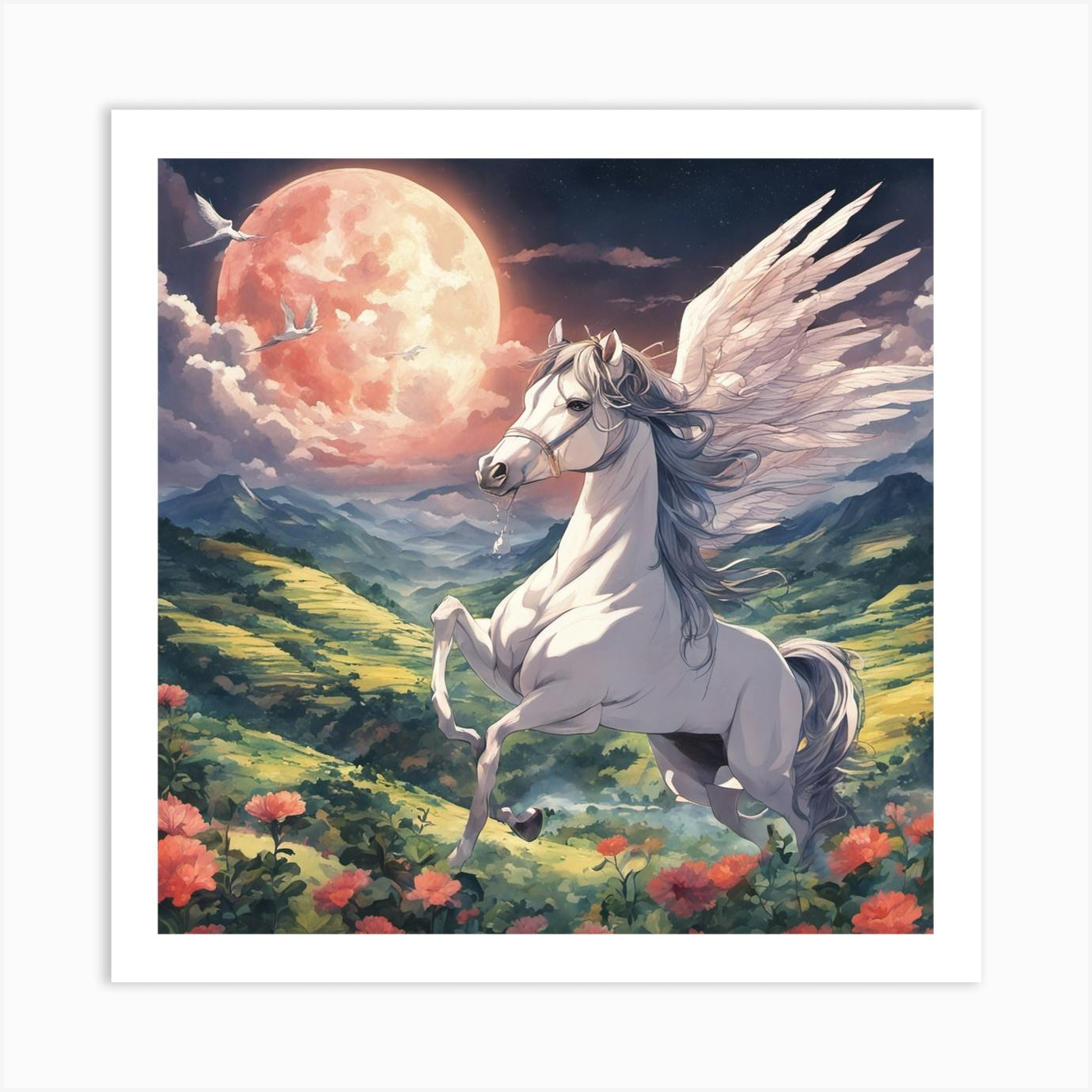 White Horse Painting cheapest on canvas of 'Heavenly Horse'