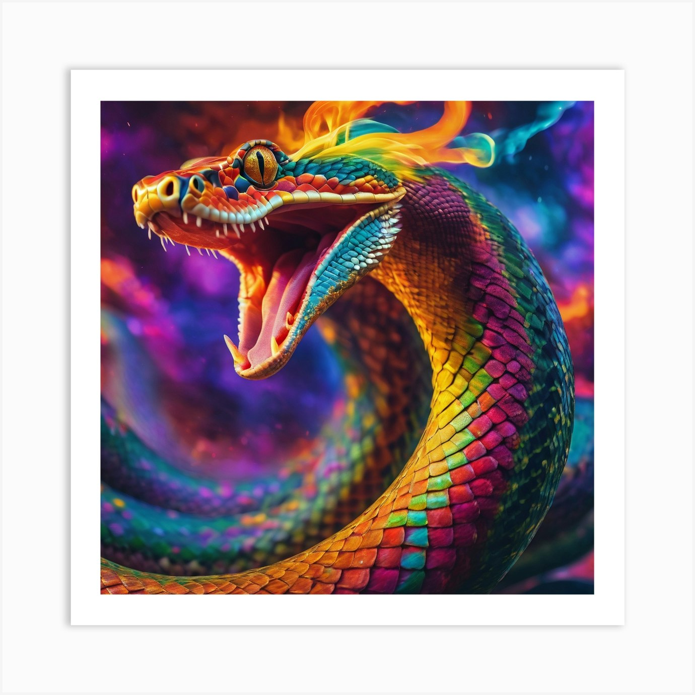 Colorful Snake Art Print By Ambereenmiftah - Fy