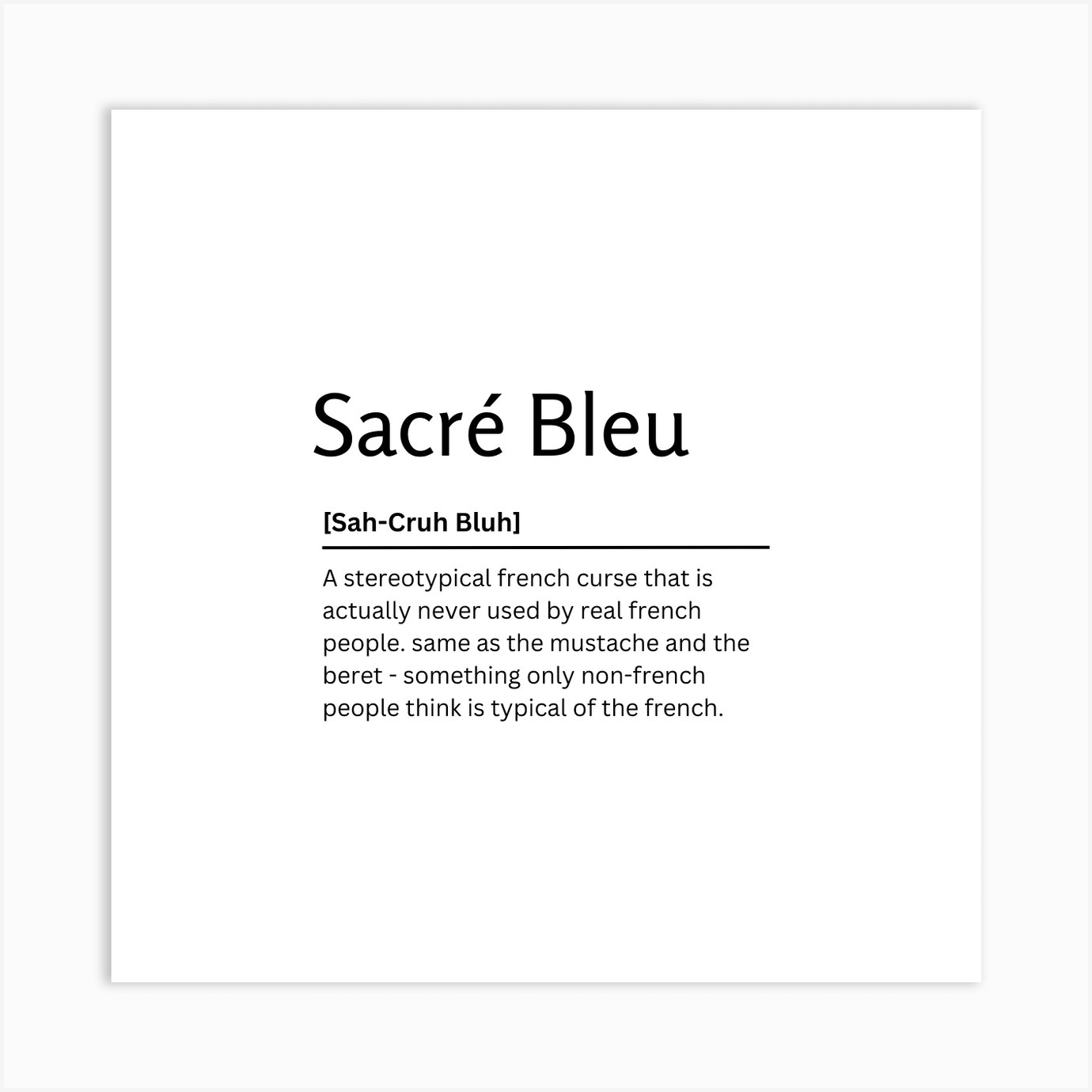 Sacré Bleu Dictionary Definition Funny Quote Art Print Art Print by