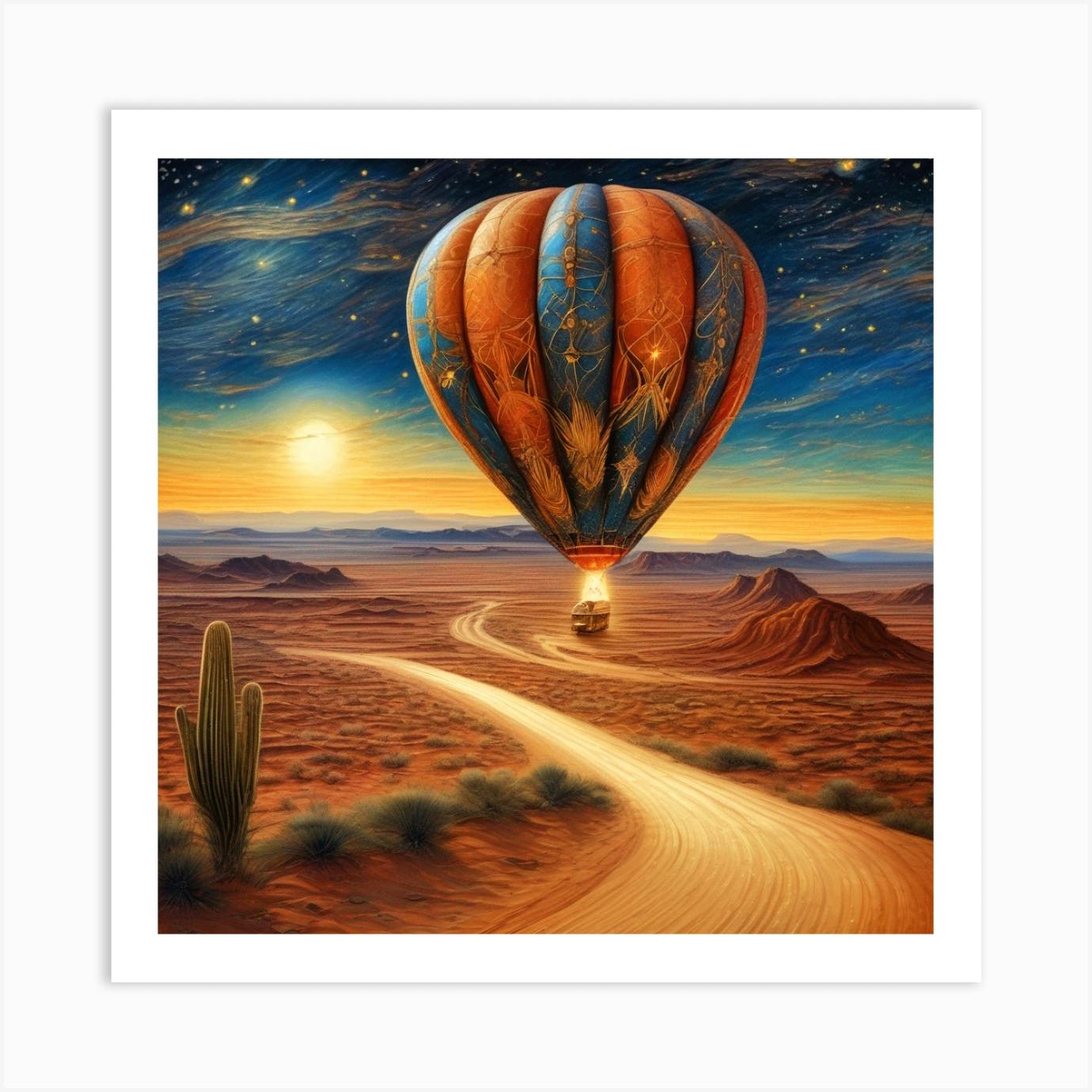 Desert Print on Canvas Hot Air Balloon Poster Desert Landscape retailer Photo Print Multi Panel Wall Art Arizona Poster for Indie Room Decor