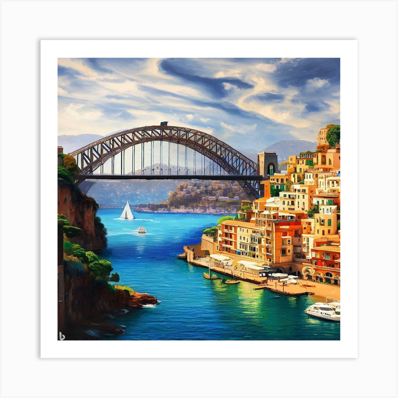 Sydney Harbour Bridge Praiano Art Print by Hunzinator - Fy