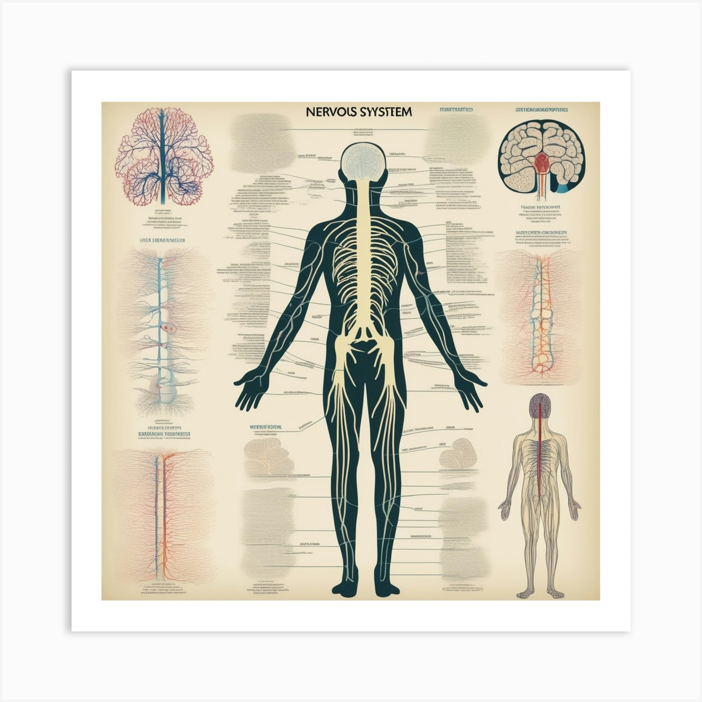 Anatomy Of The Nervous System Art Print By Pat4u - Fy