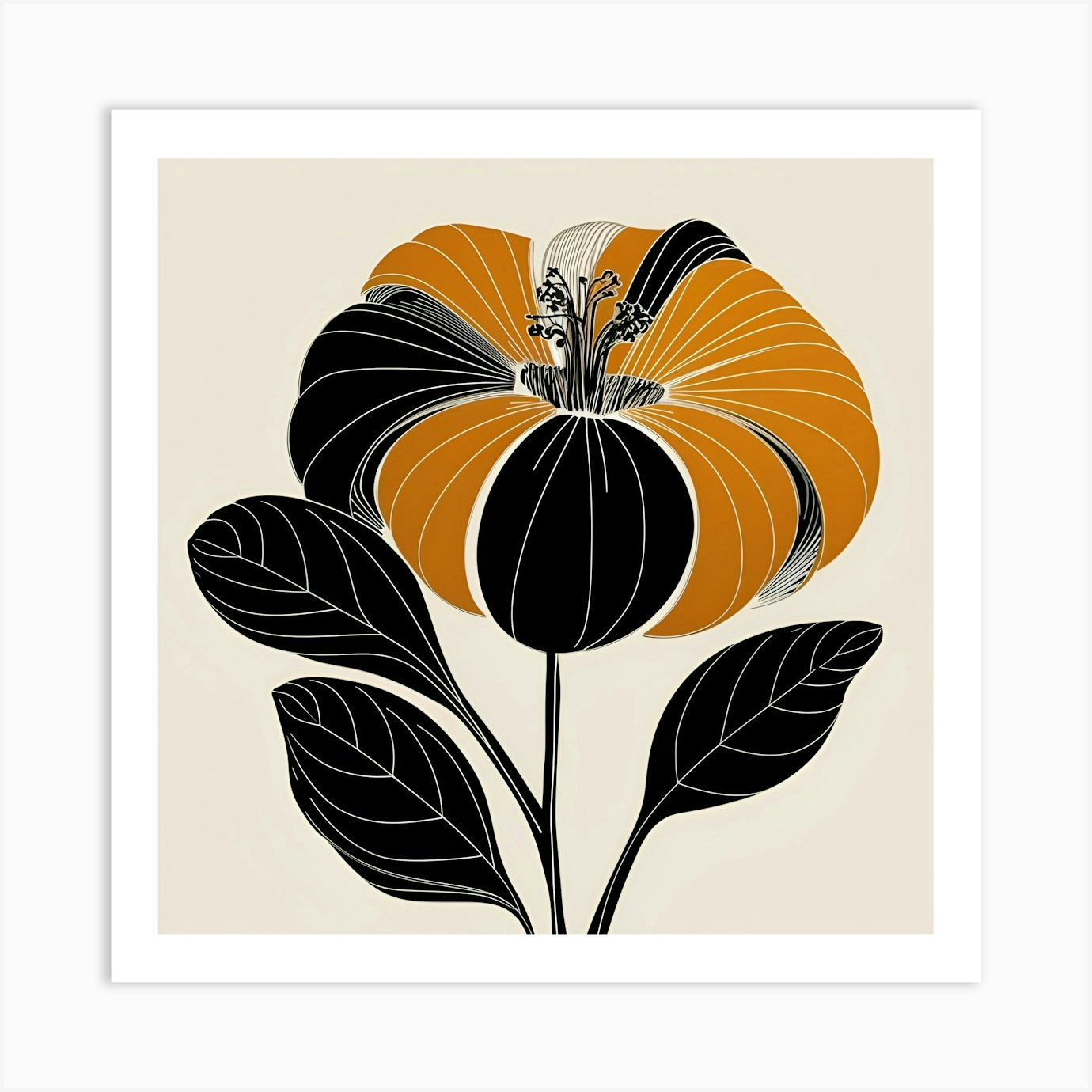 Orange And Black Flower Art Print by Balram giri - Fy