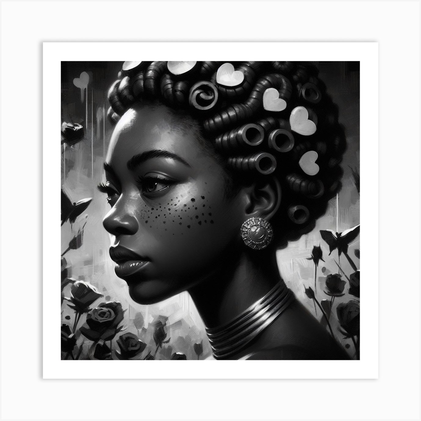 Black Girl With Hearts Art Print by GBGA Creations - Fy