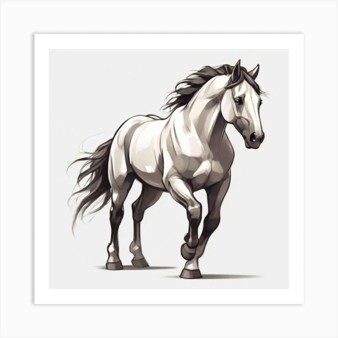 White Horse Art Print by Balram giri Fy