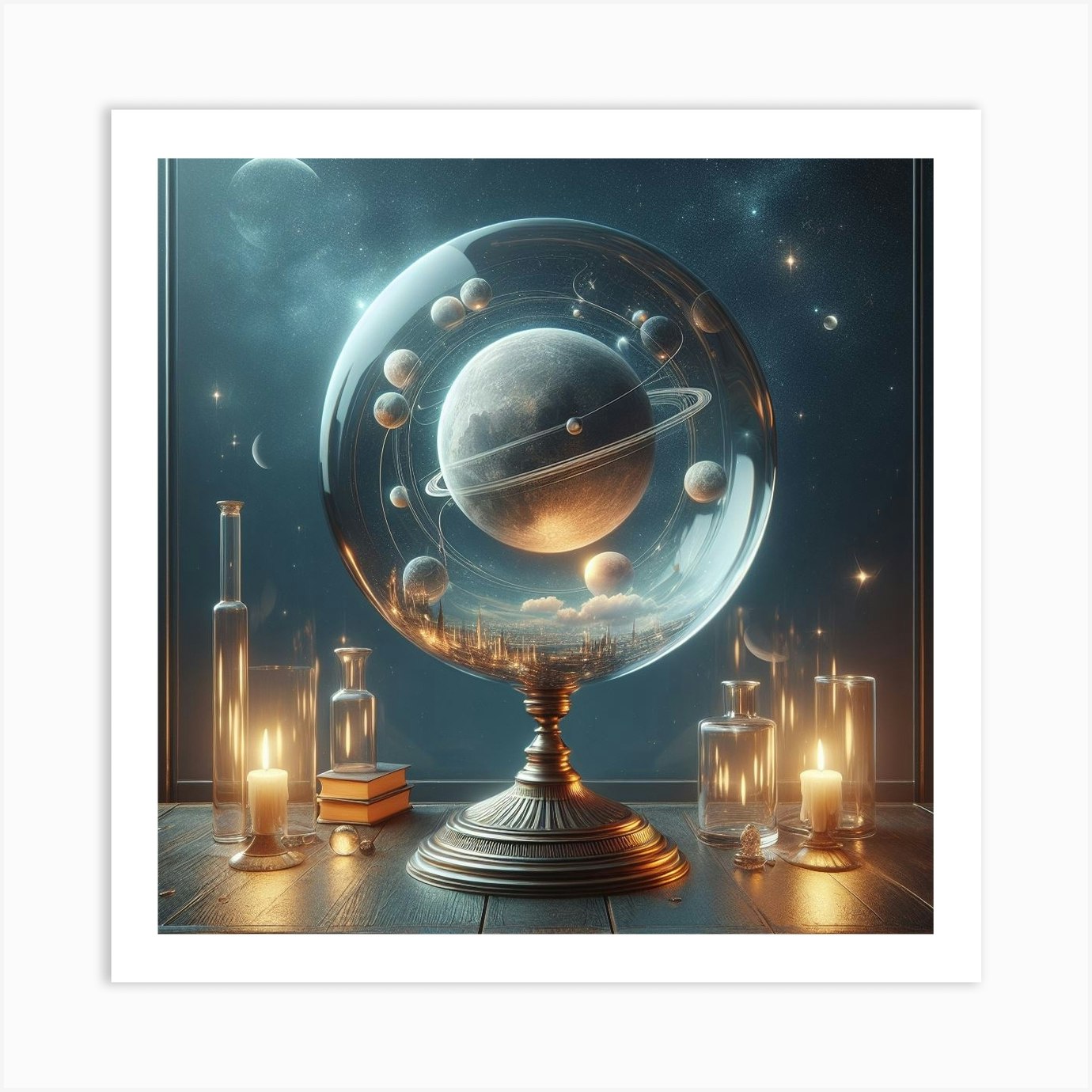 Astronomy Glass Globe Art Print by MAHER Fy