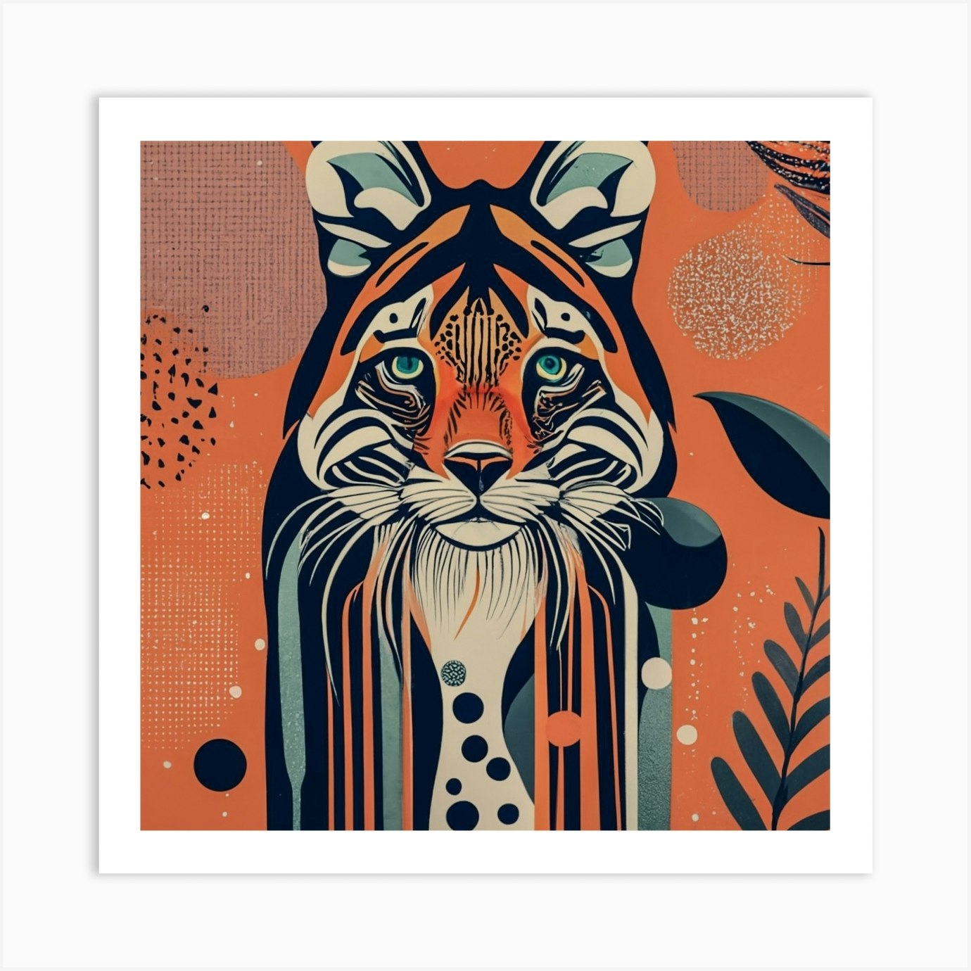 Retro orange Tiger Art Print by coffeu - Fy