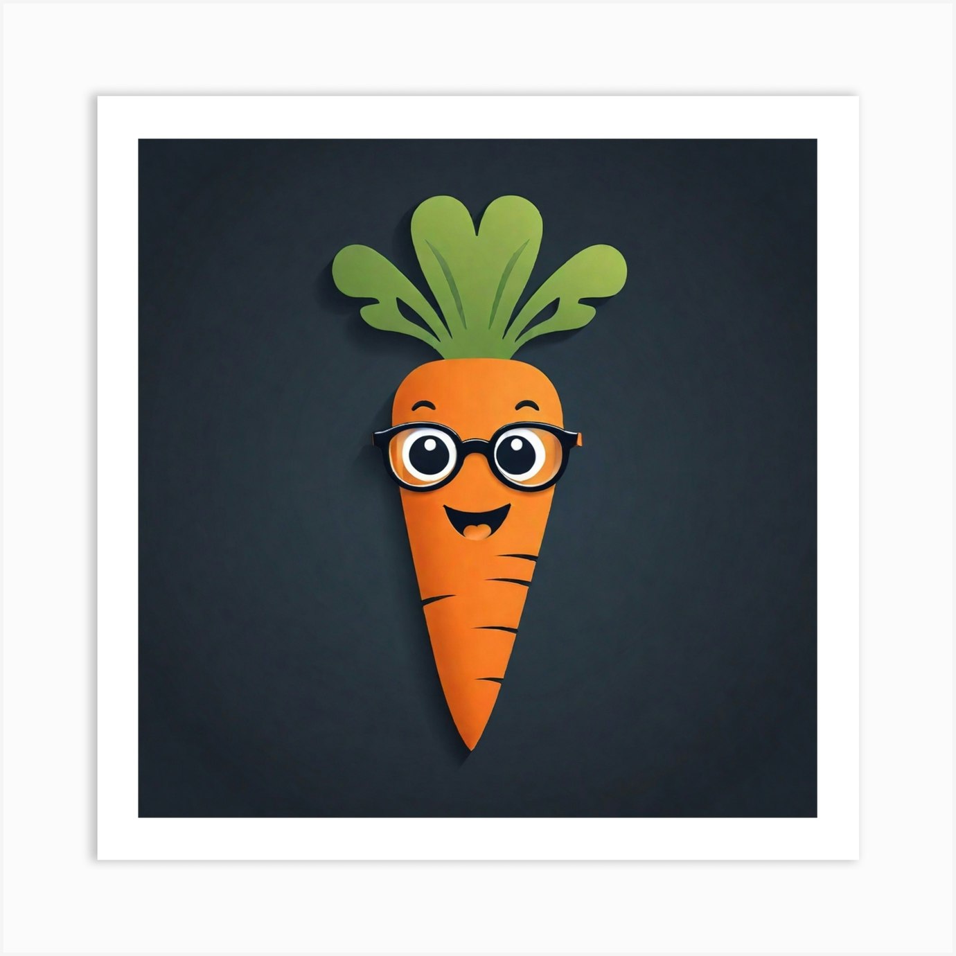 Carrot With Glasses Art Print by Pat4U - Fy