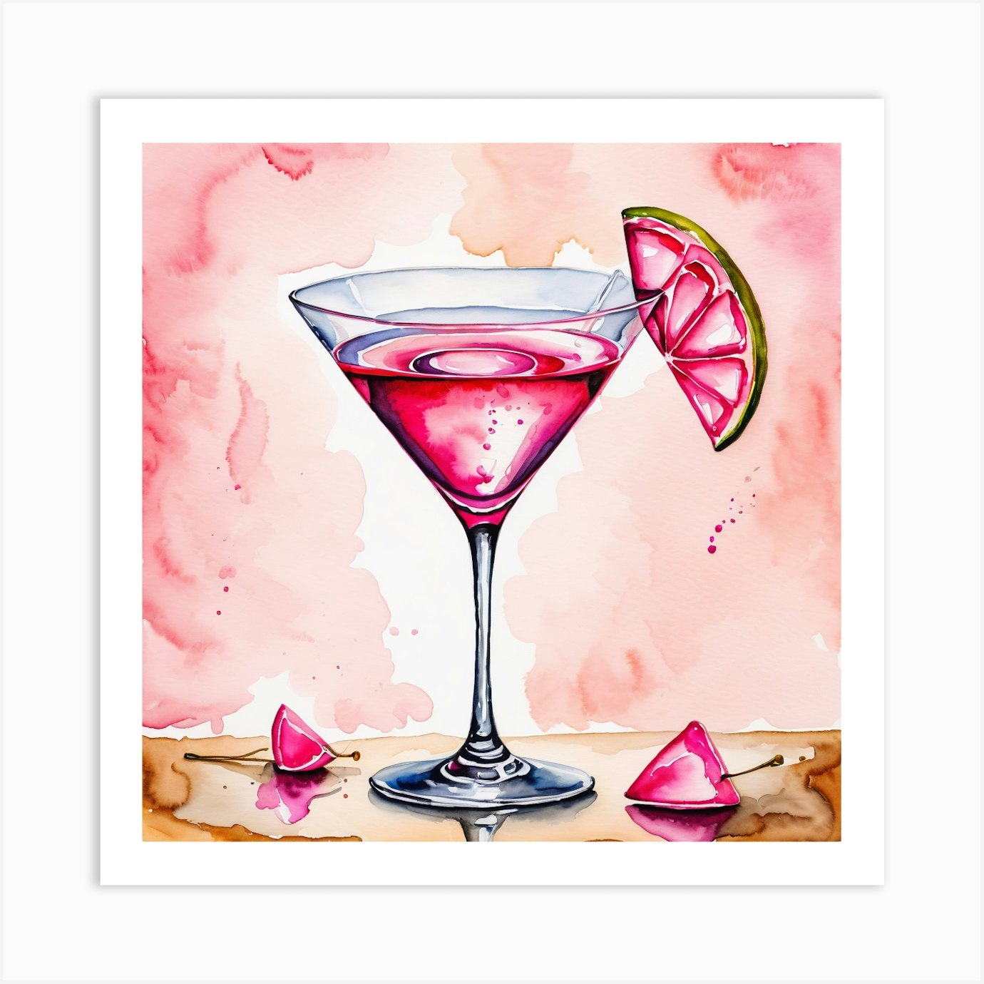 Watercolor Cocktail Art Print by Desmond - Fy