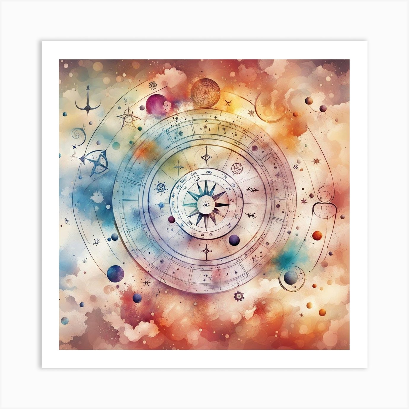 Astrology Star Chart 1 Art Print by Big Lamp Design - Fy