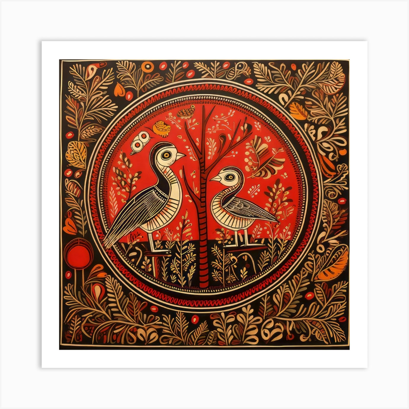 Traditional Painting, Oil On Canvas, Red Color Art Print by artistai Fy
