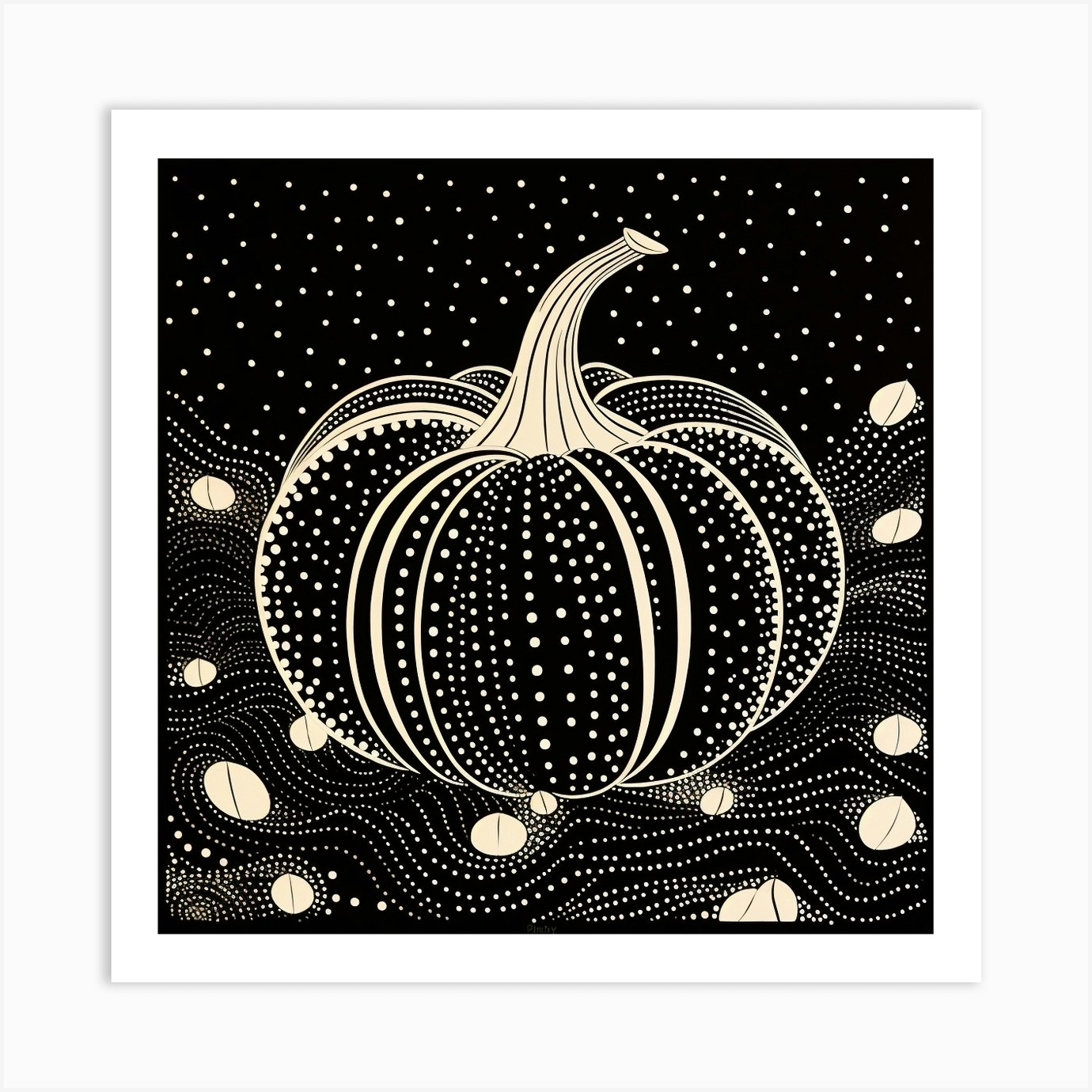Yayoi Kusama Inspired Pumpkin Black And White 2 Art Print by Autumn