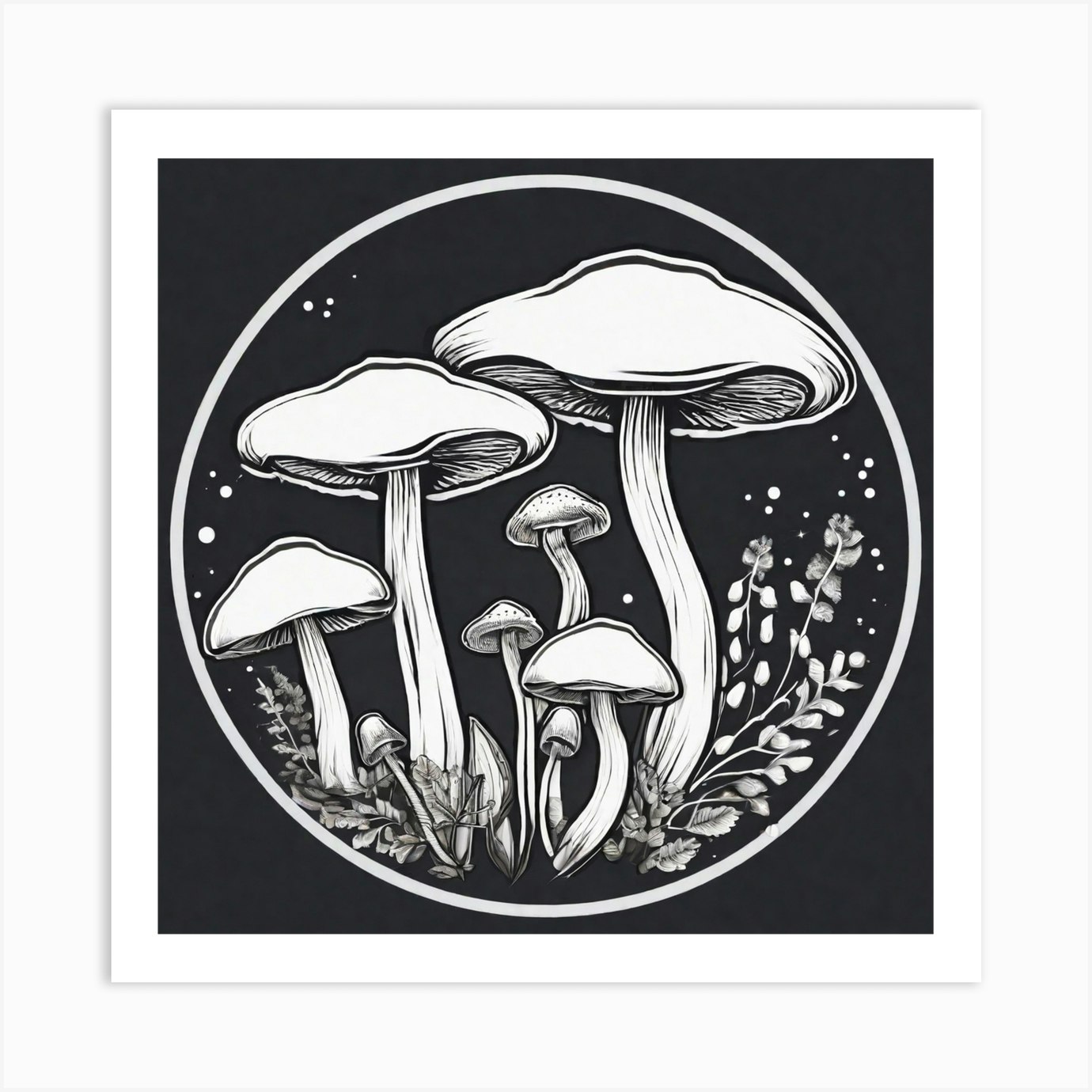 Mushrooms In A Circle 3 Art Print by Pat4U - Fy