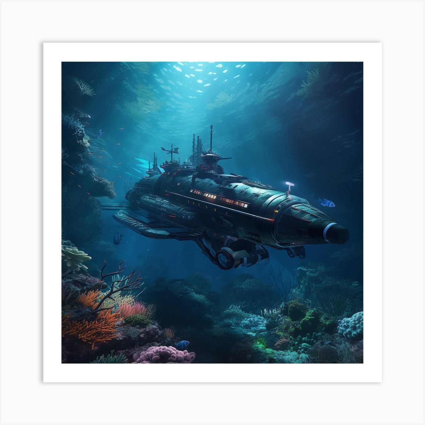 Underwater Spaceship Art Print by Amliga Design - Fy