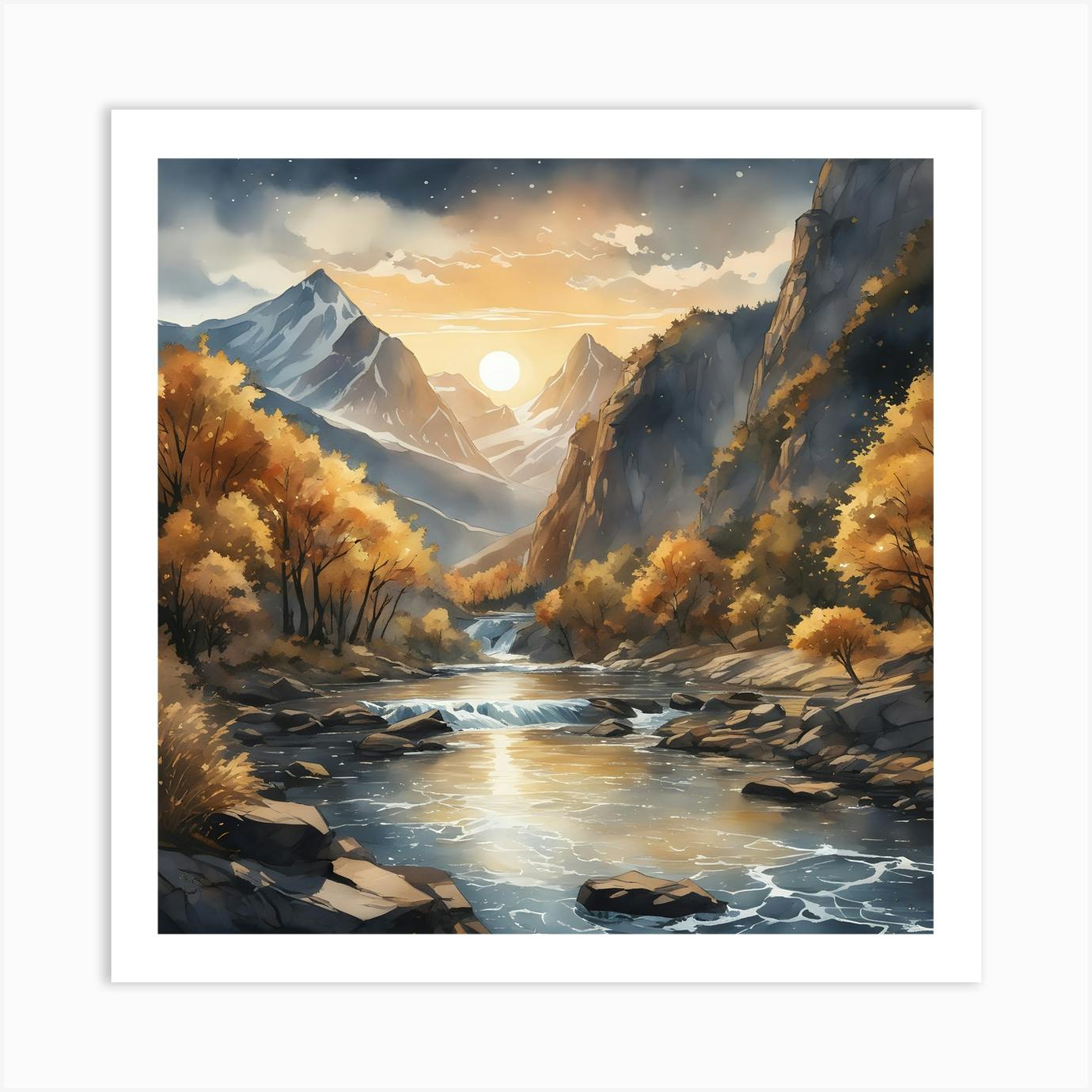 Sunset In The Mountains Art Print by Bika art - Fy