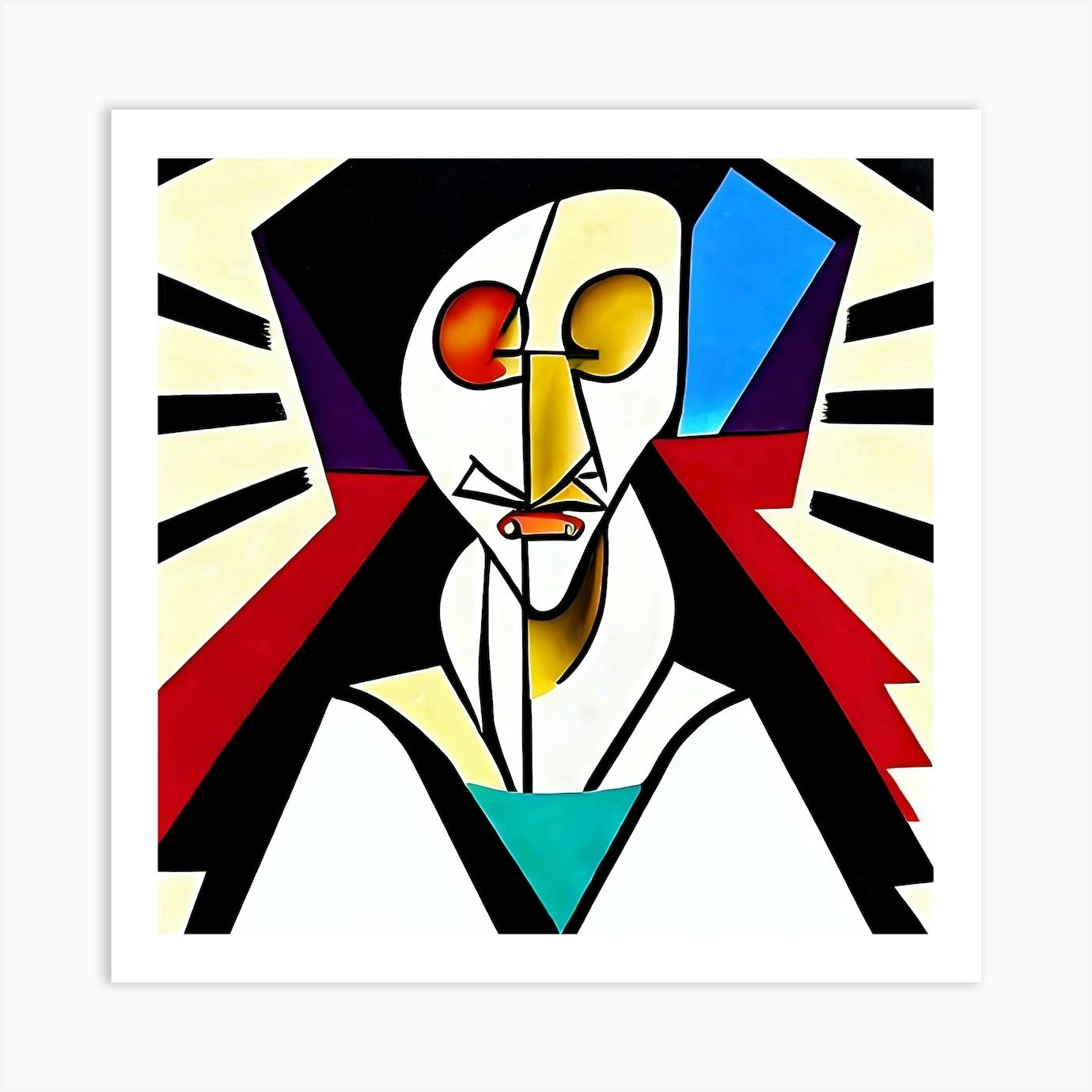 Head and shoulders cubist style portrait Art Print by LCPimages Fy