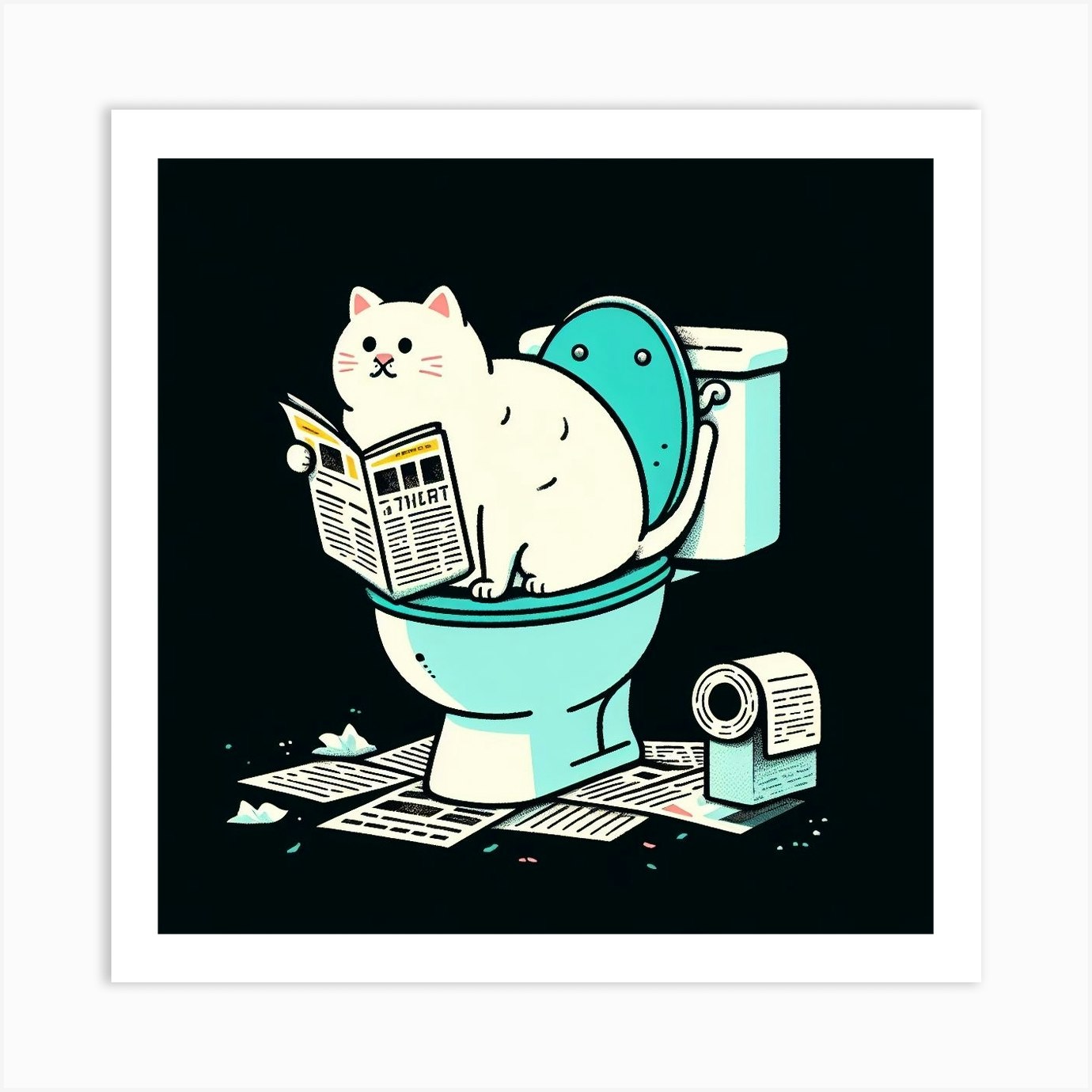 Cat Reading Newspaper 8 Art Print by DREAMERARTS Fy