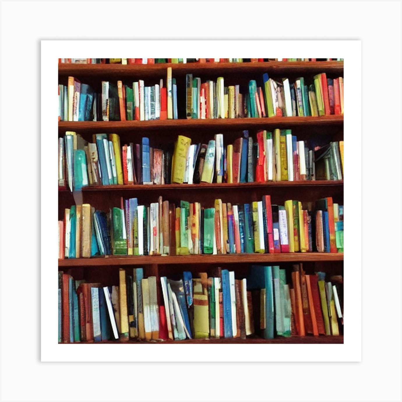 Colorful Bookshelf Art Print by MRBEAST - Fy